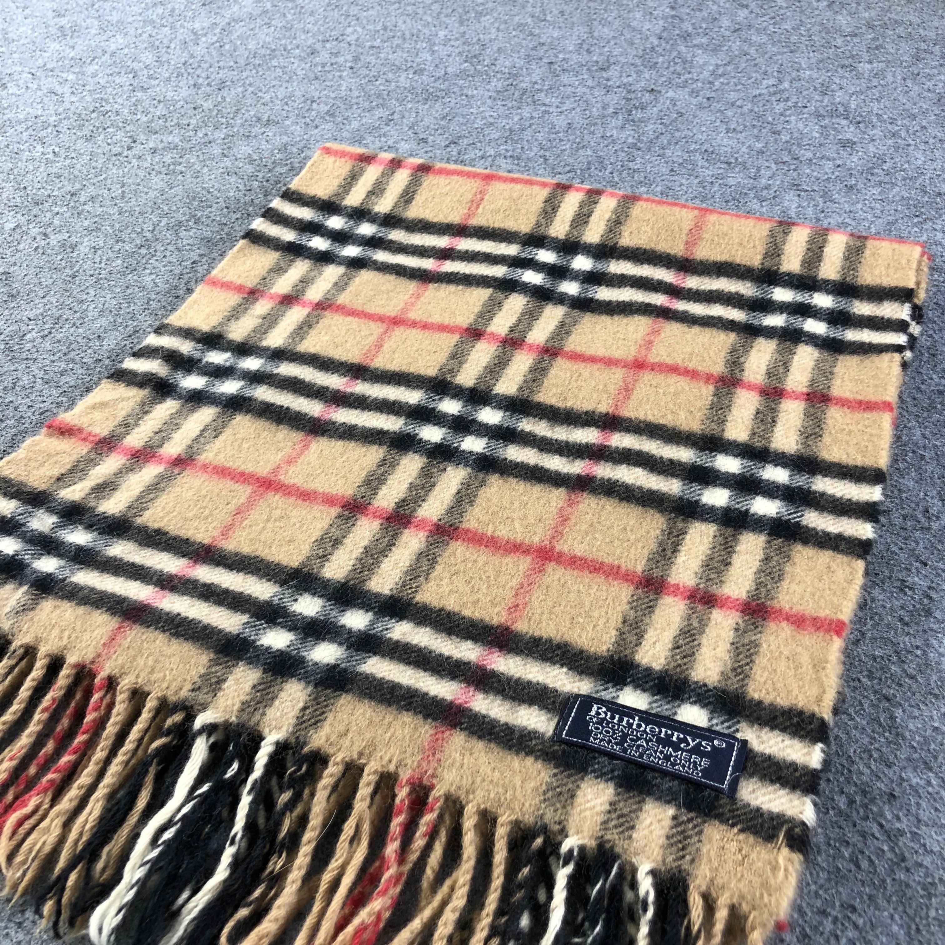 Burberry Burberrys Nova Check Tan Cashmere Scarf Muffler V1064 Size ONE SIZE - 2 Thumbnail