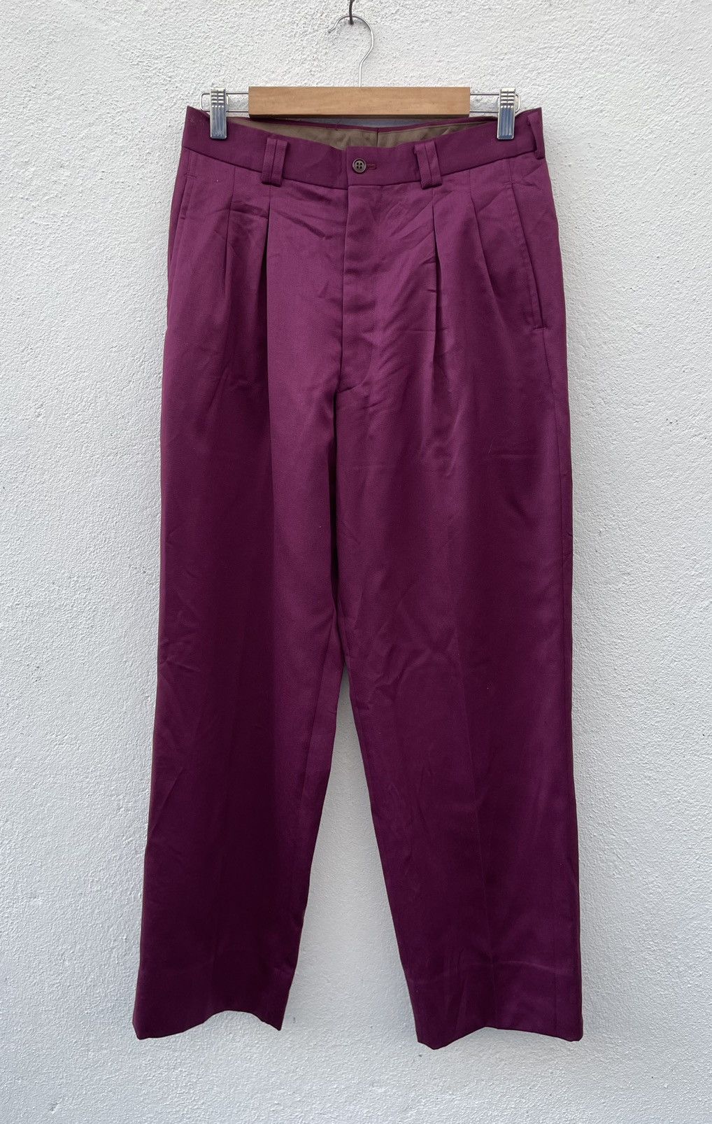 image of Designer Japan Brand Perry’S Pour Homme Wool Casual Pant in Purple, Men's (Size 30)