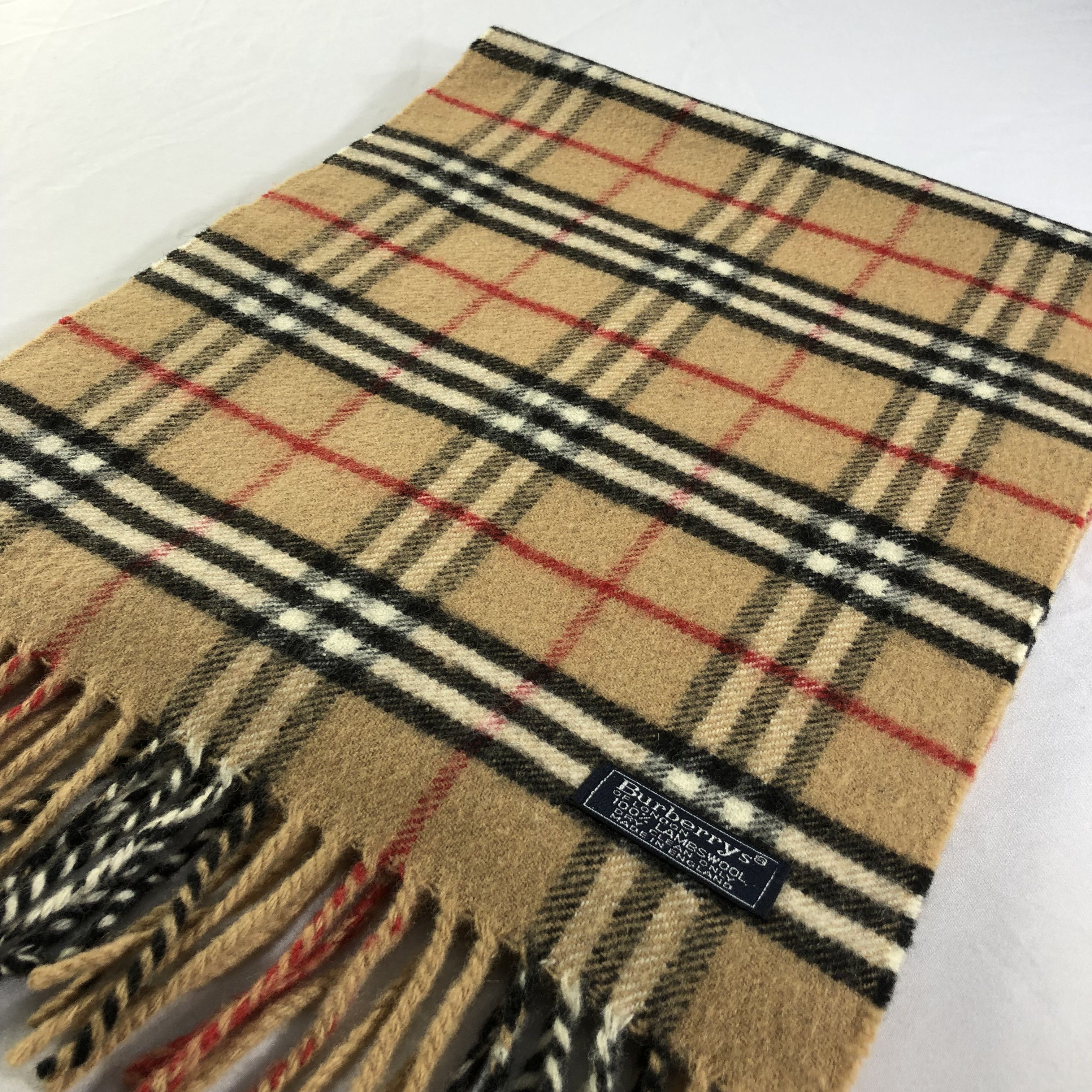 Burberry Burberrys Nova Check Tan Wool Scarf Muffler V1645 Size ONE SIZE - 2 Thumbnail
