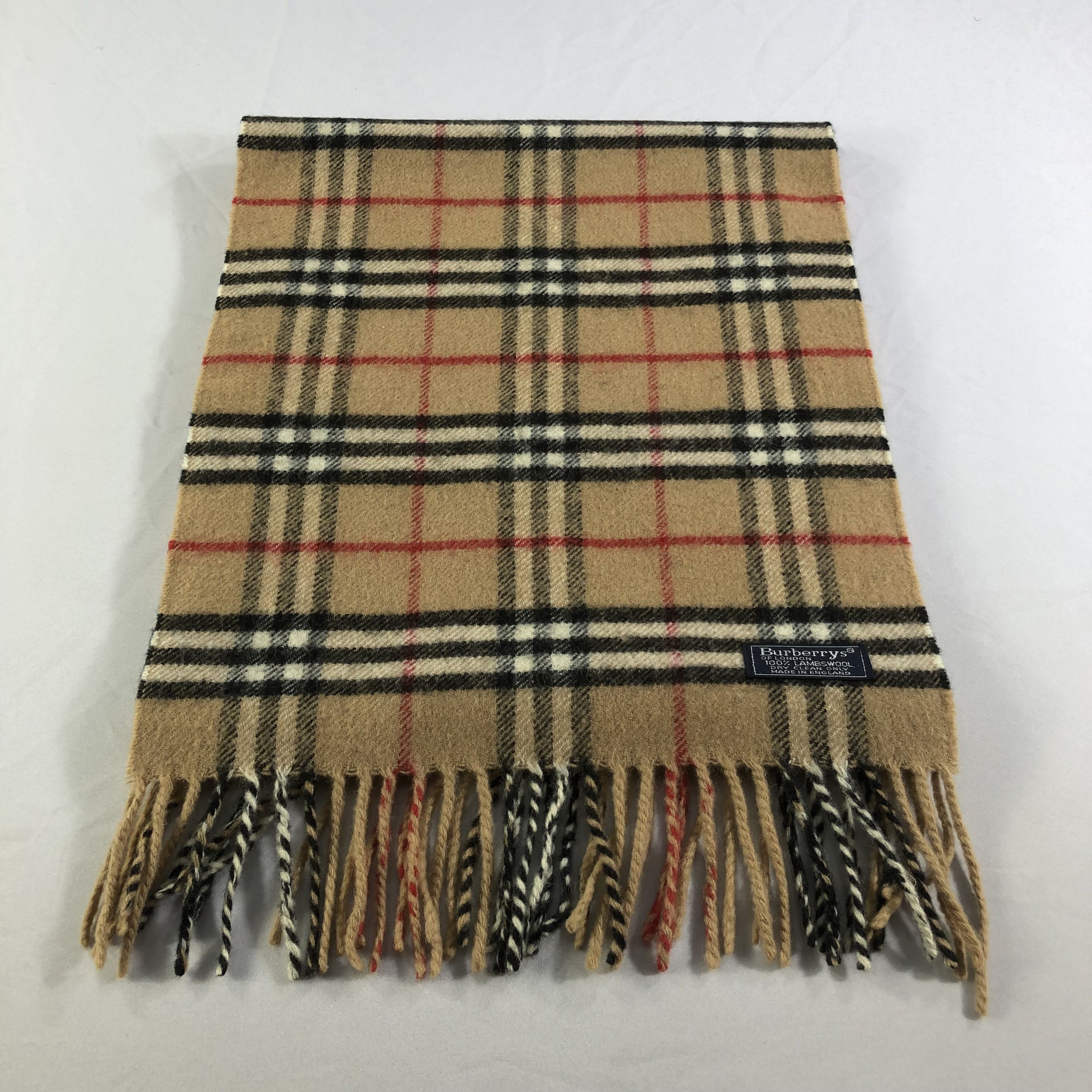 Burberry Burberrys Nova Check Tan Wool Scarf Muffler V1645 Size ONE SIZE - 3 Thumbnail