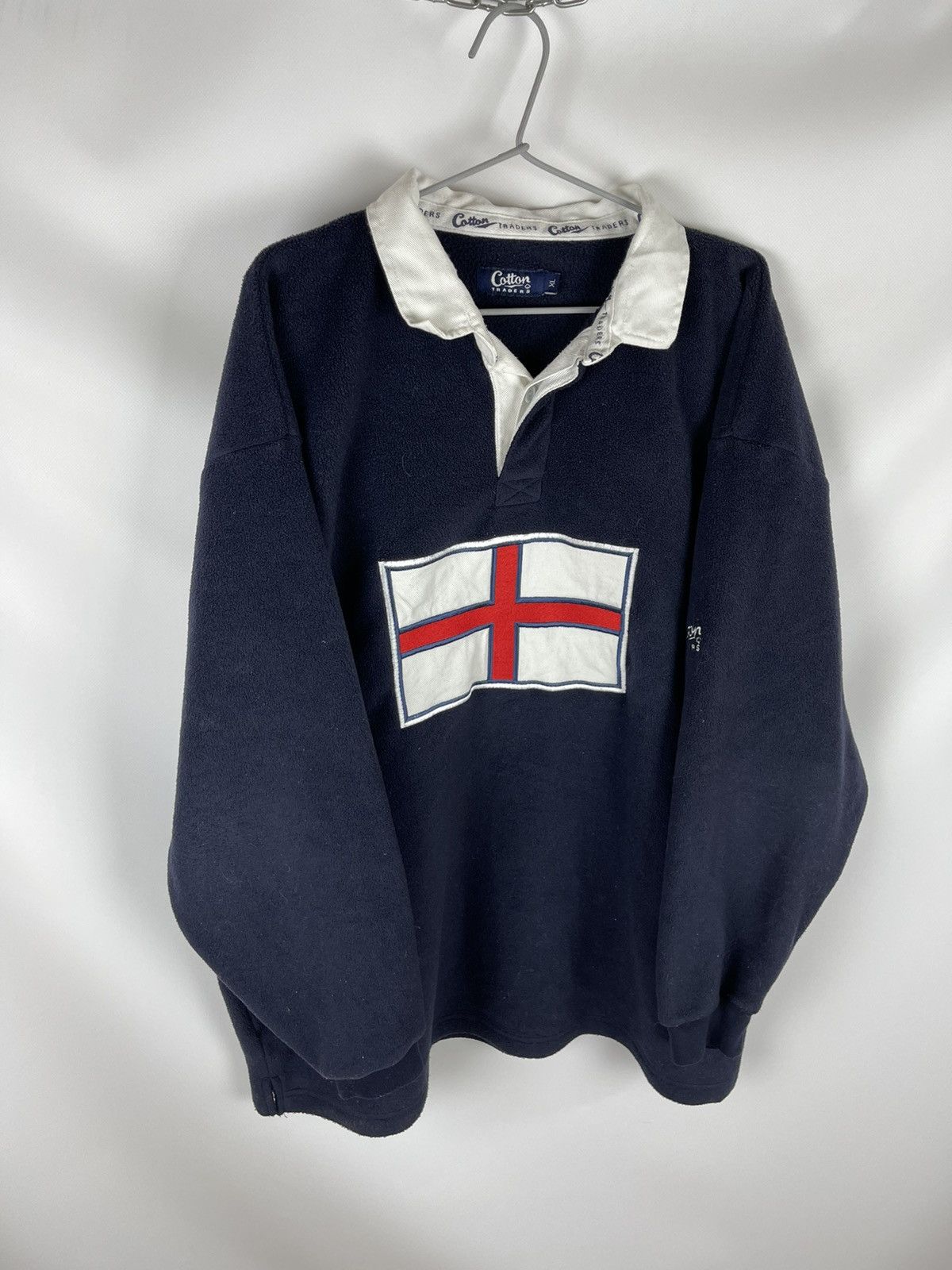 Cotton Traders Cotton Traders vintage big England flag fleece rugby shirt Size US XL / EU 56 / 4 - 7 Thumbnail