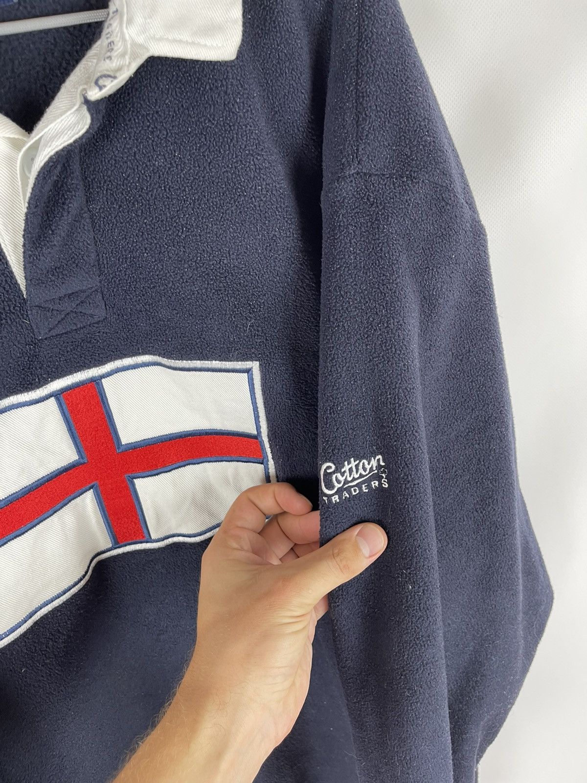 Cotton Traders Cotton Traders vintage big England flag fleece rugby shirt Size US XL / EU 56 / 4 - 6 Thumbnail