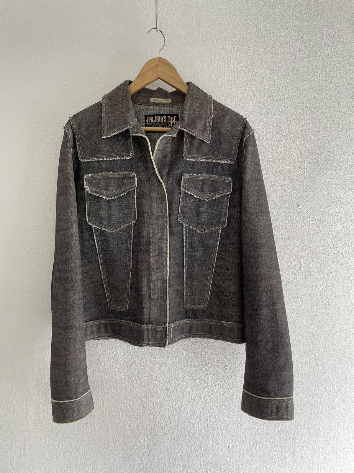 image of Jean Paul Gaultier Gaultier Reversed Distressed Denim Jacket in Grey, Men's (Size Medium)