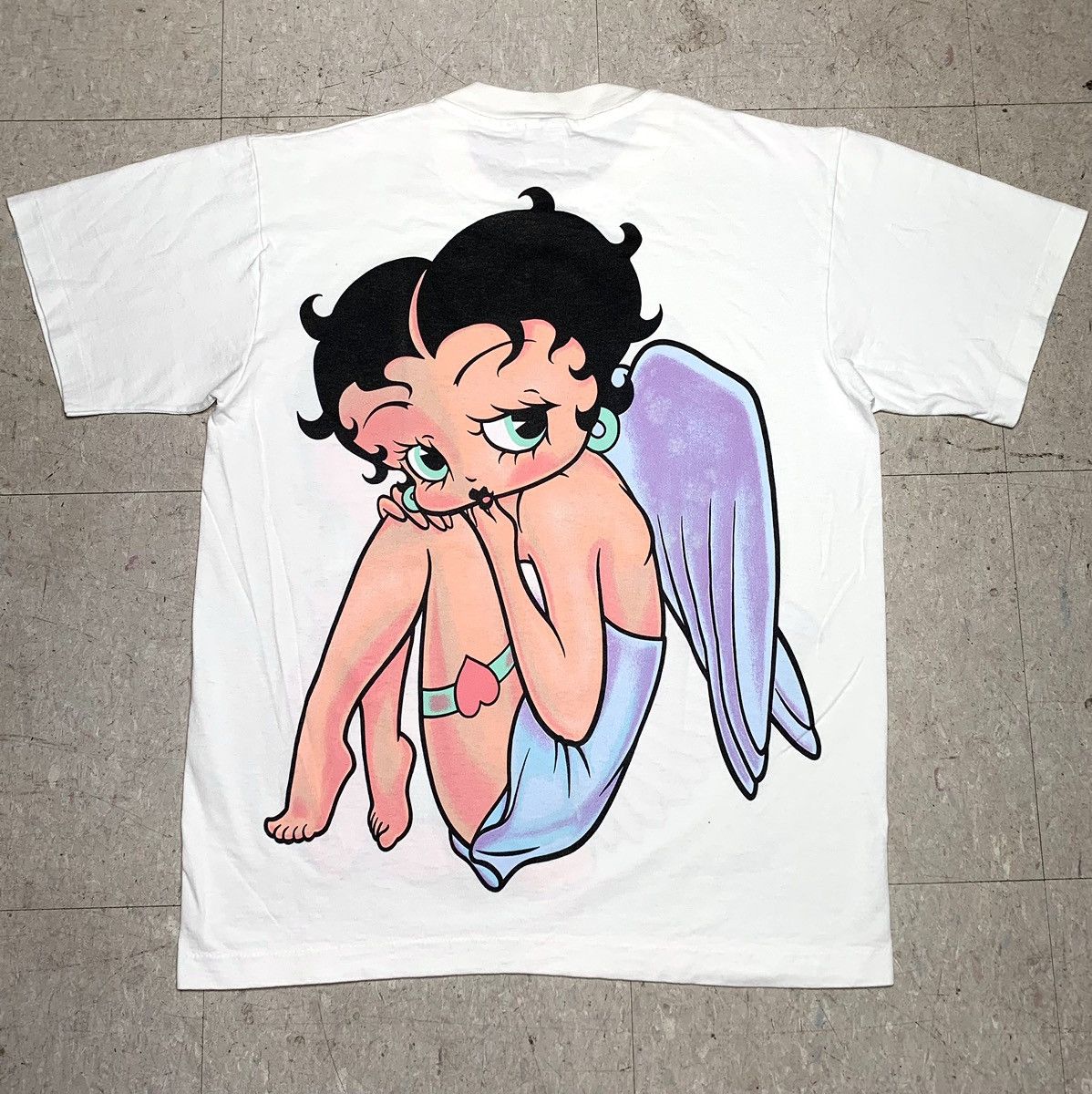 image of Changes x Vintage Betty Boop Angel Tshirt in White, Men's (Size Medium)