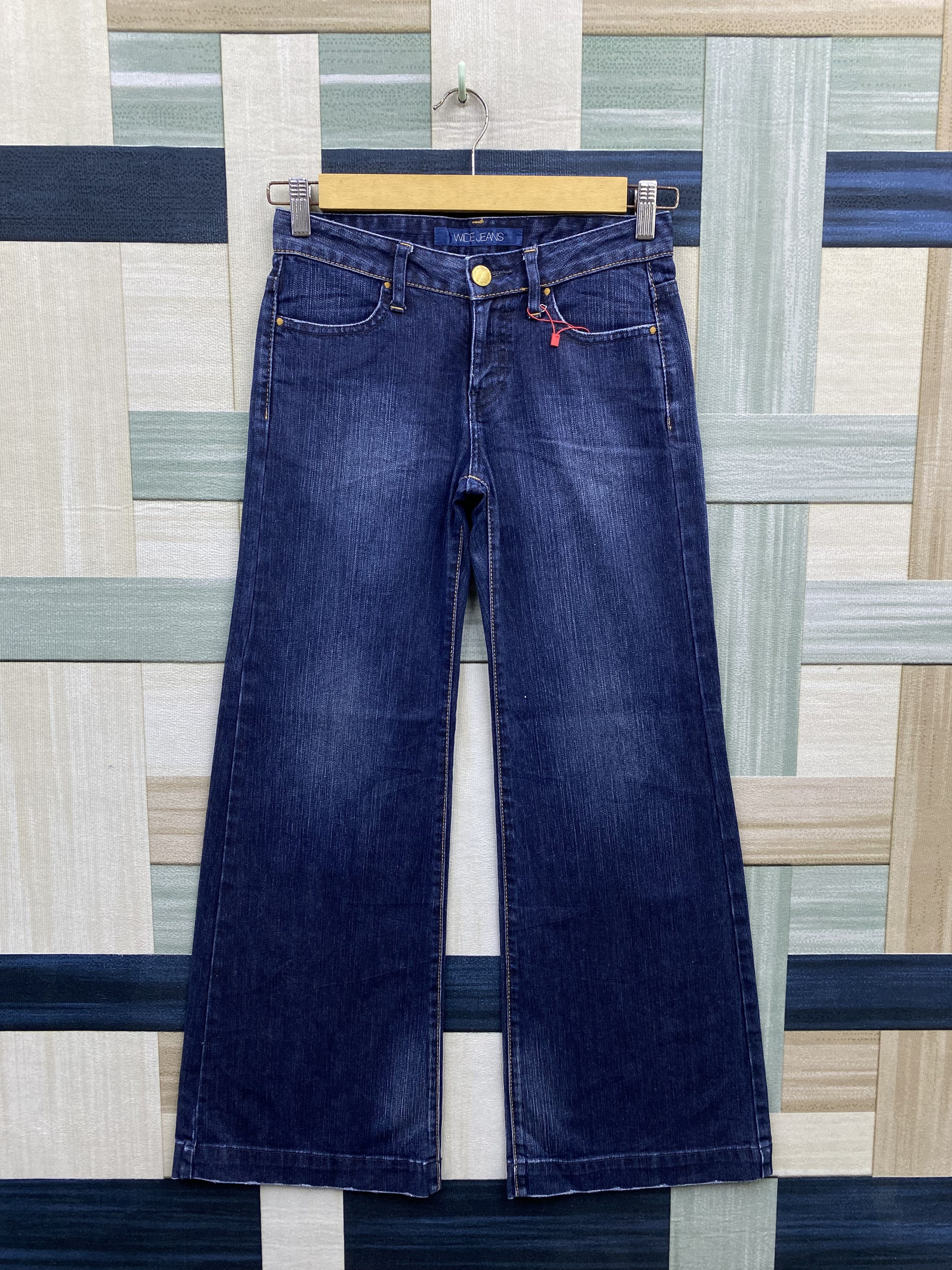 Japanese Brand × Uniqlo × Vintage Vintage Y2K Uniqlo Wide Blue Baggy Denim Jean Size 24" / US 00 / IT 34 - 1 Thumbnail