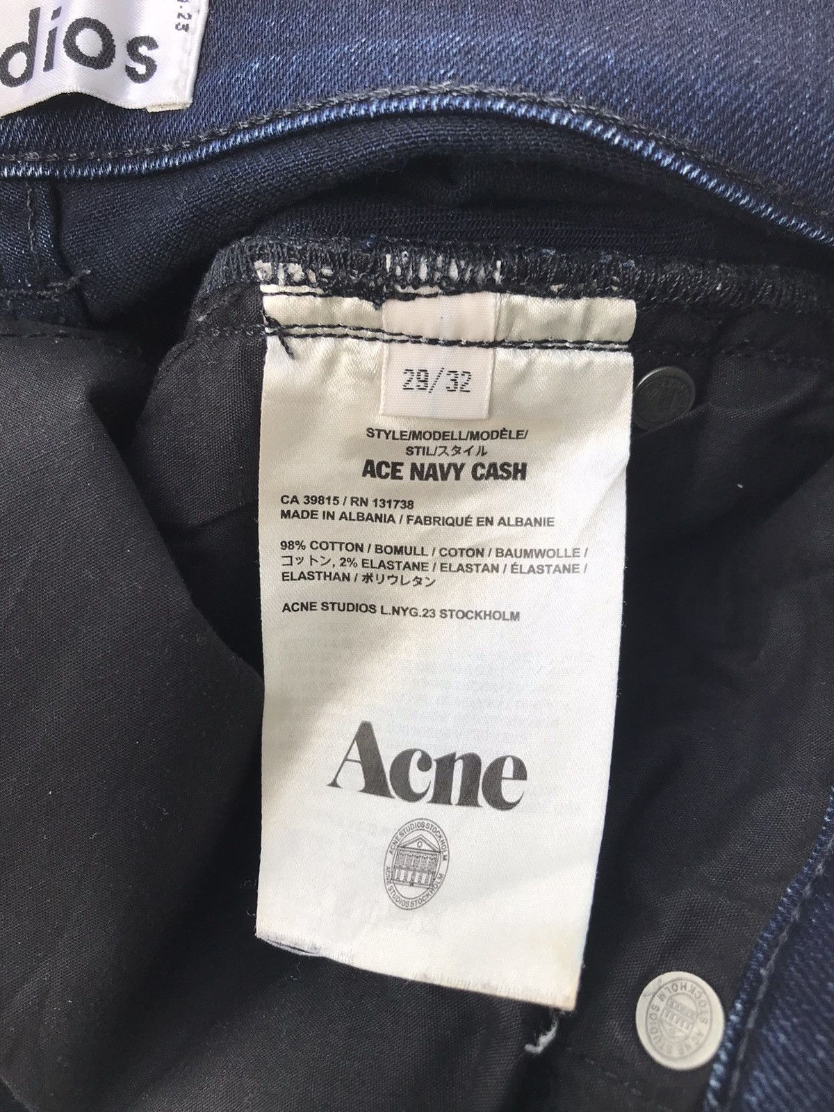 Acne Studios Acne Studios Ace Navy Cash Denim Jeans Size US 29 - 10 Thumbnail