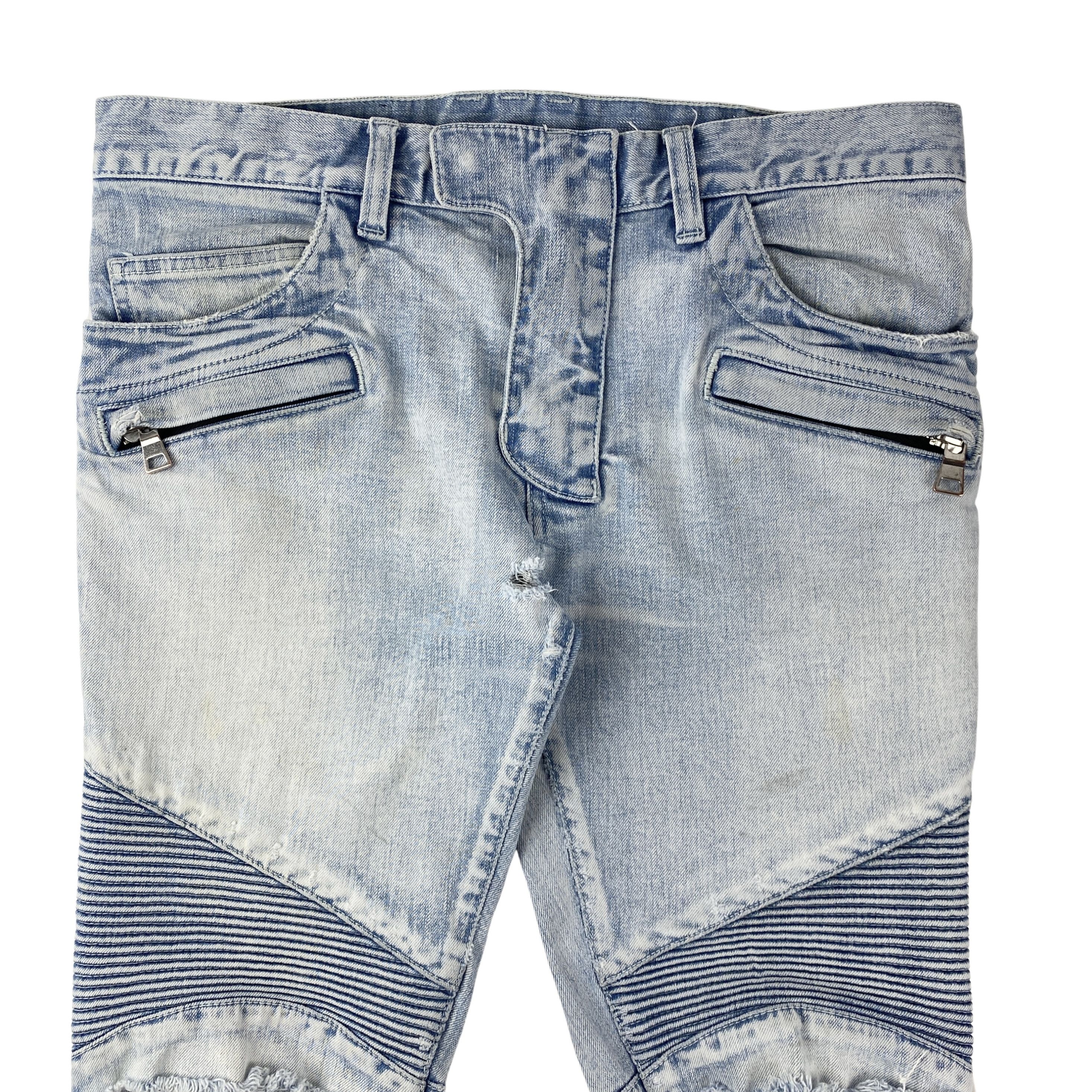 Balmain Balmain Knee Ripped Light Blue Wash Jeans Size US 30 / EU 46 - 4 Thumbnail