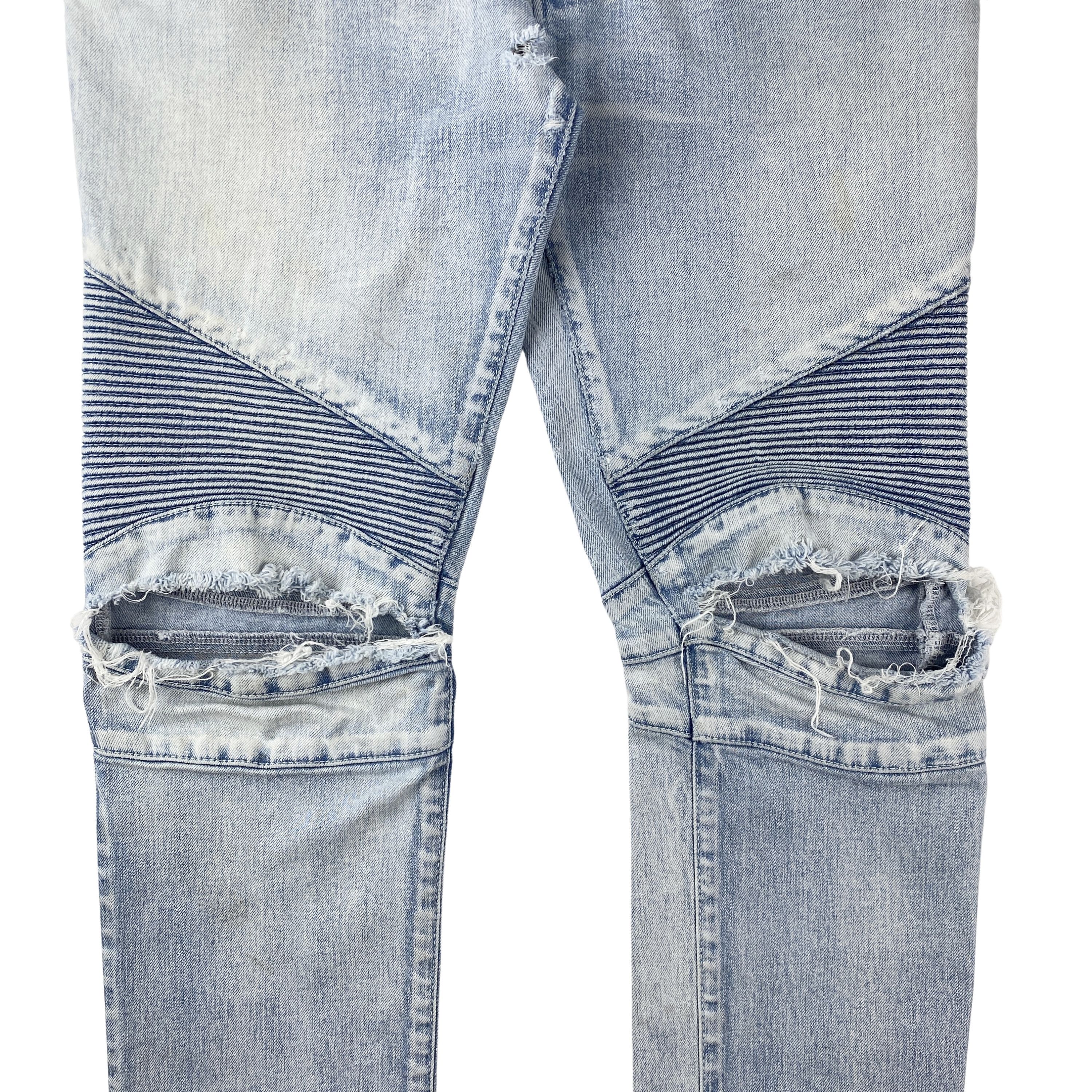 Balmain Balmain Knee Ripped Light Blue Wash Jeans Size US 30 / EU 46 - 3 Thumbnail