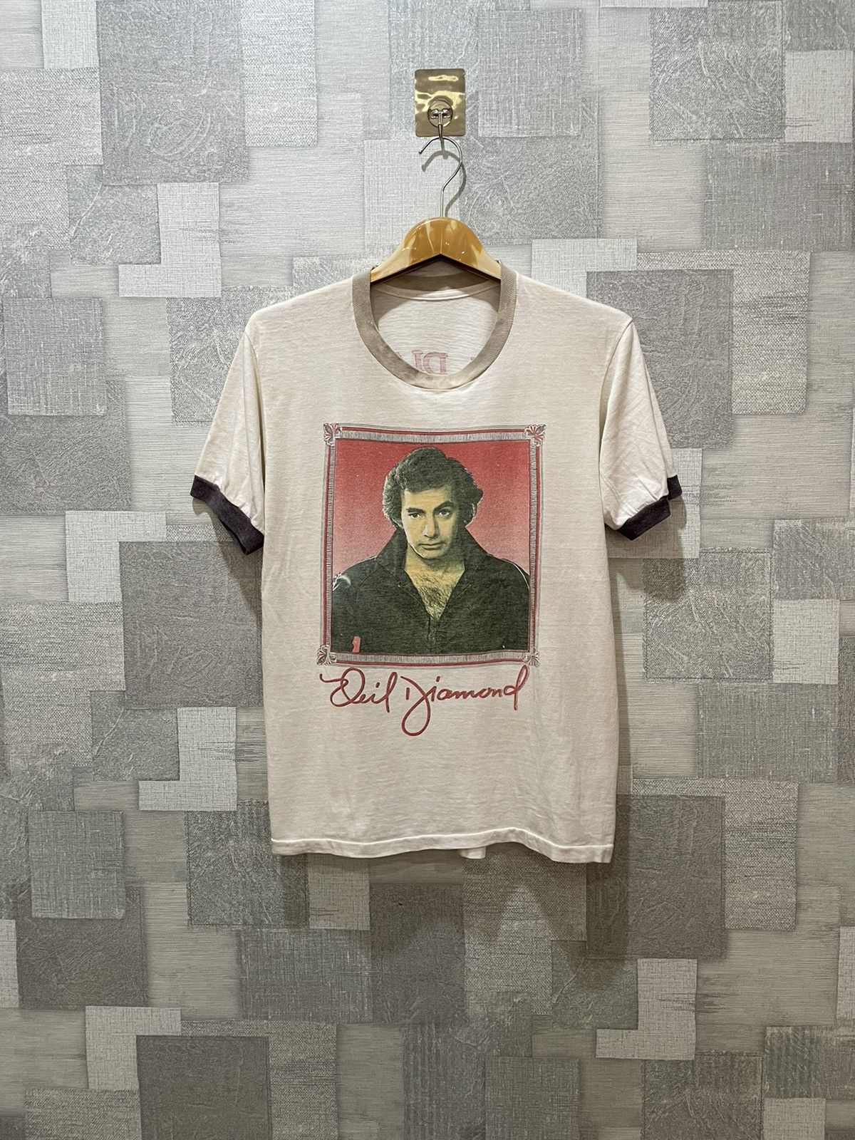 Band Tees × Vintage Vintage NEIL DIAMOND ringer tee Made in USA Size US M / EU 48-50 / 2 - 1 Thumbnail
