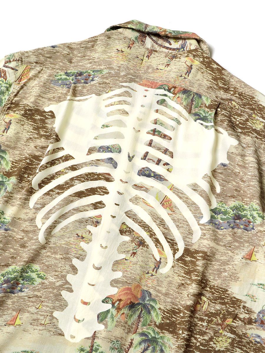 Kapital Kapital Rayon Kamehameha Skeleton Print Open Collar Shirt Size US L / EU 52-54 / 3 - 3 Thumbnail