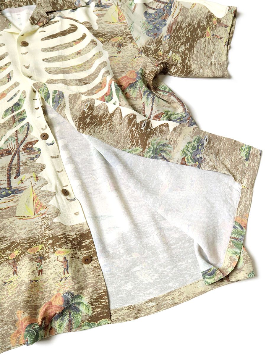 Kapital Kapital Rayon Kamehameha Skeleton Print Open Collar Shirt Size US L / EU 52-54 / 3 - 5 Thumbnail