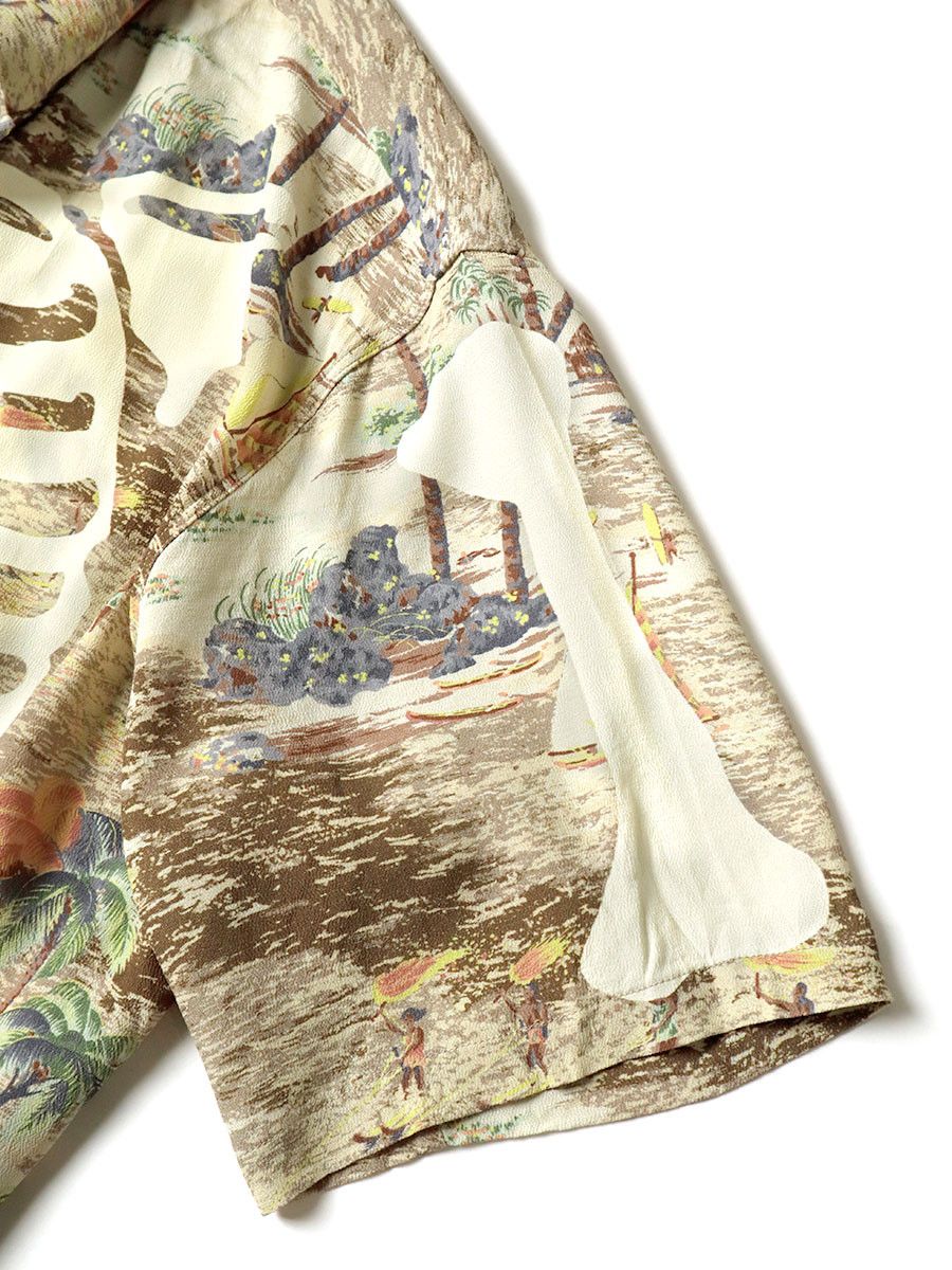 Kapital Kapital Rayon Kamehameha Skeleton Print Open Collar Shirt Size US L / EU 52-54 / 3 - 7 Thumbnail
