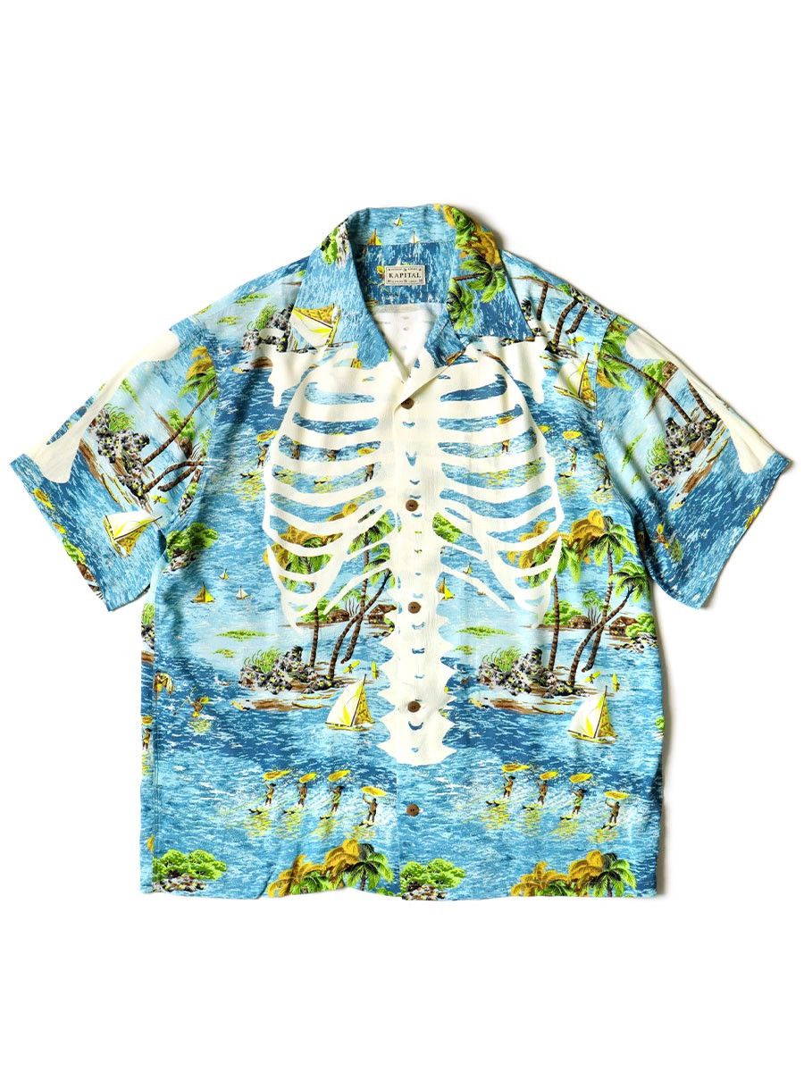 Kapital Kapital Rayon Kamehameha Skeleton Print Open Collar Shirt Size US L / EU 52-54 / 3 - 1 Preview
