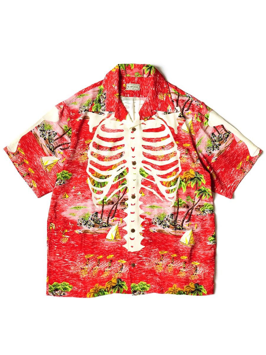 Kapital Kapital Rayon Kamehameha Skeleton Print Open Collar Shirt Size US L / EU 52-54 / 3 - 1 Preview
