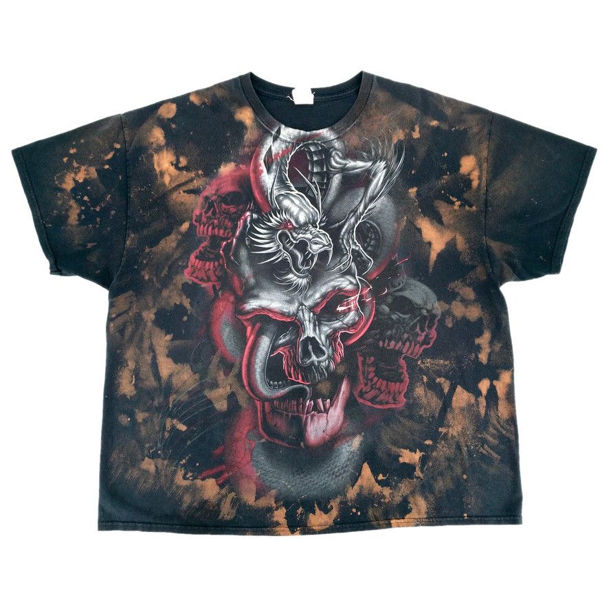 Vintage Dragon Skulls Custom Bleached Tattoo Graphic T-Shirt 3XL Size US XXL / EU 58 / 5 - 1 Thumbnail
