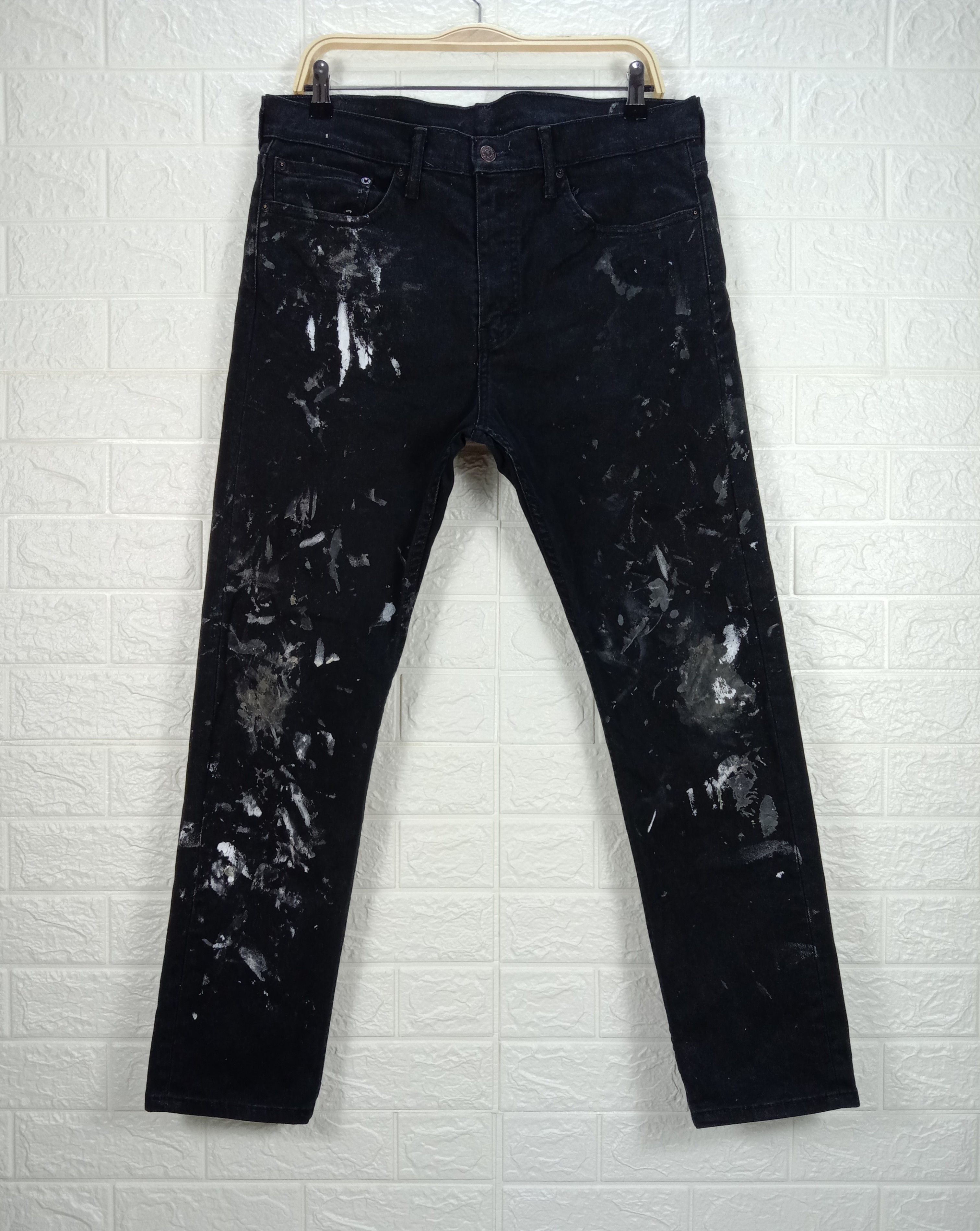 image of Distressed Denim x Levis Vintage Levi's 510 Jeans Super Black Paint Splatter Denim, Men's (Size 34)