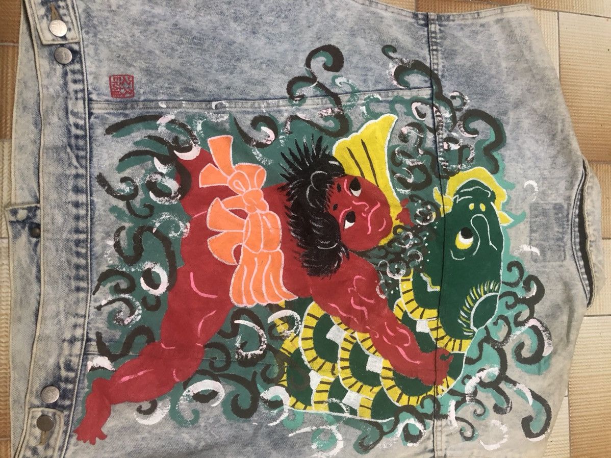 Japanese Brand 🔥Vintage Japan Gods Arts Denim Claw Jacket Distressed Size US L / EU 52-54 / 3 - 4 Thumbnail