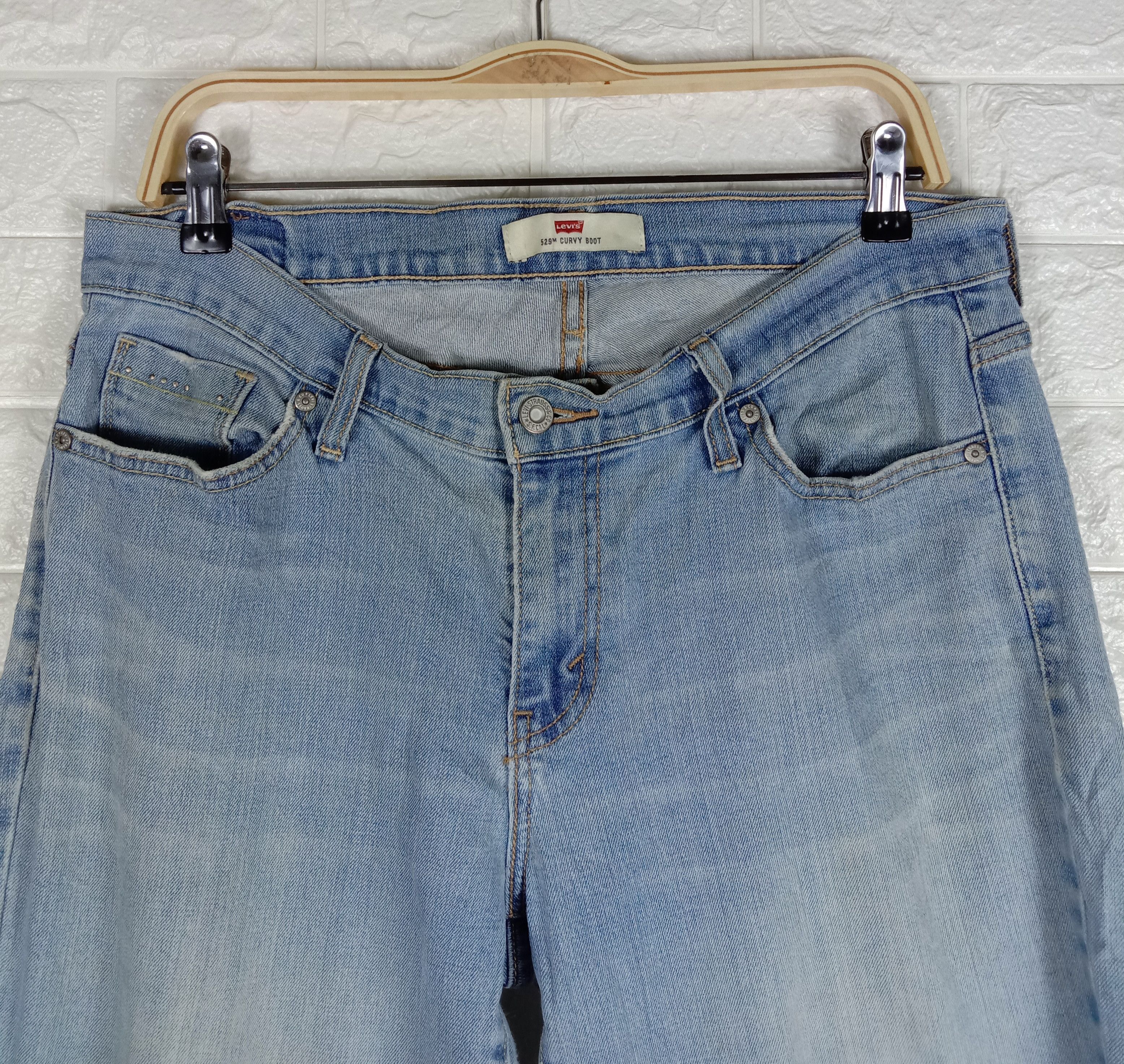 Levi's Vintage Levi's 529 Flare Jeans Light Wash Distressed Denim Size 33" - 2 Thumbnail