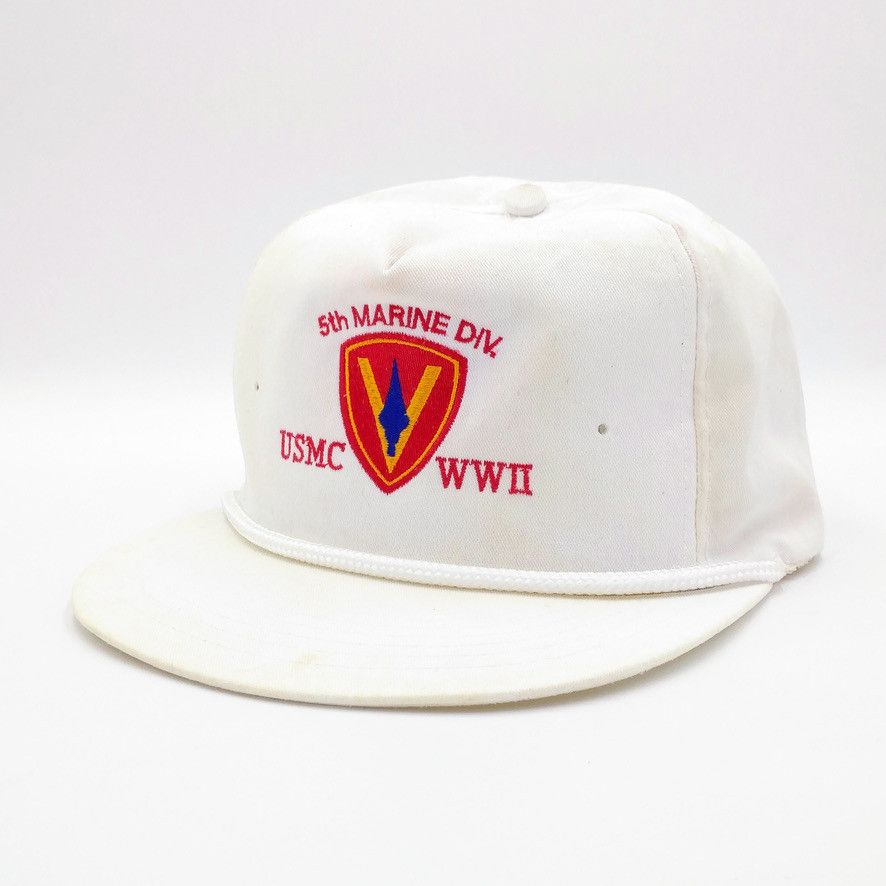 Japanese Brand × Vintage Vintage 5th Marine Div WWII Iwo Jima Survivor Trucker Hat Size ONE SIZE - 1 Thumbnail