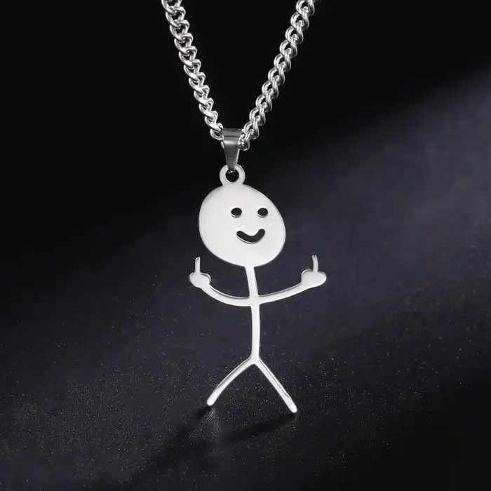 Jewelry 316L FXCK Middle Finger Pendant Necklace Size ONE SIZE - 1 Thumbnail
