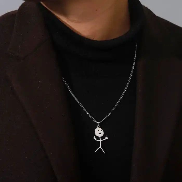 Jewelry 316L FXCK Middle Finger Pendant Necklace Size ONE SIZE - 3 Thumbnail