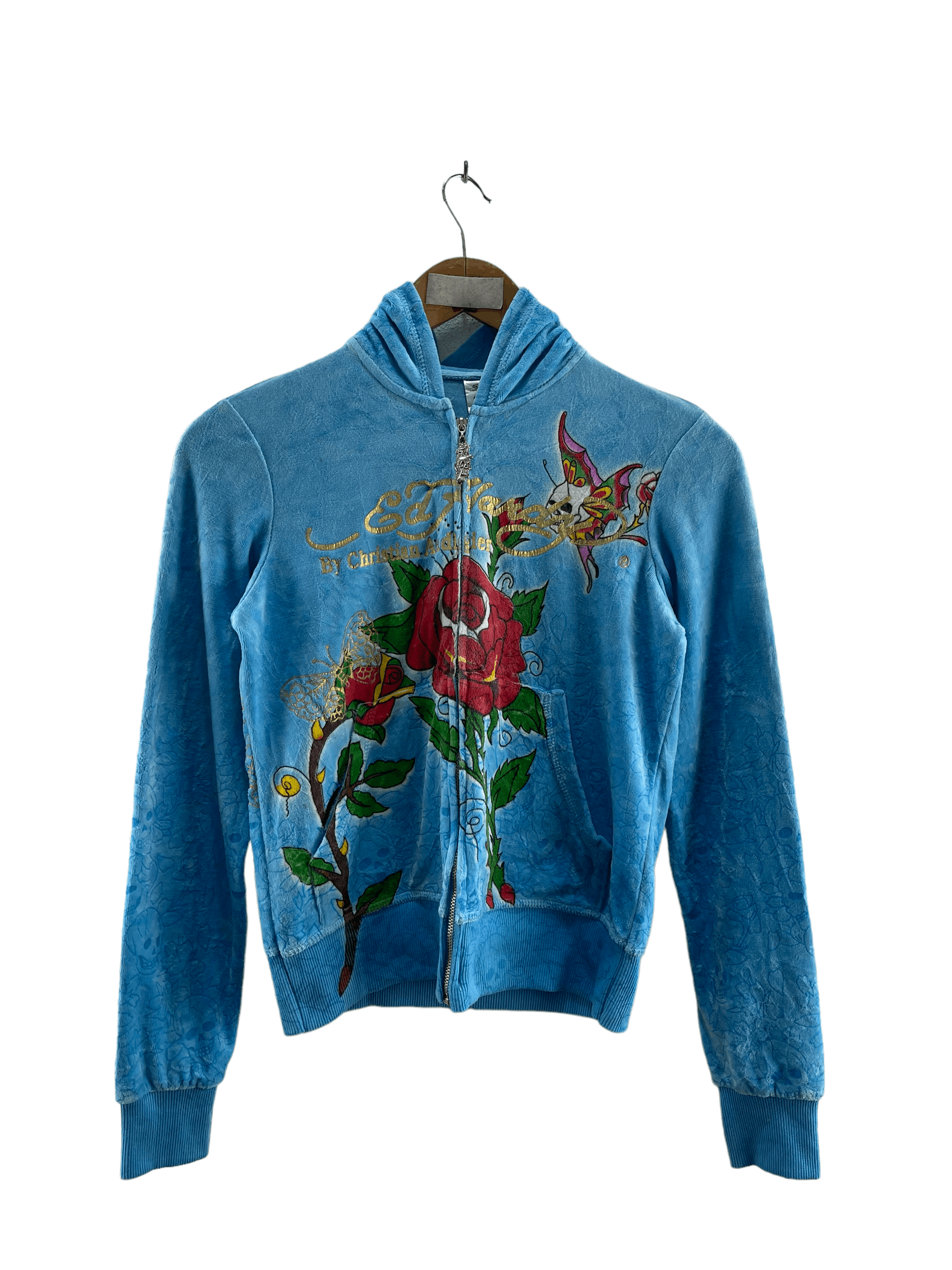 image of Ed Hardy By Christian Audigier Sweater Jacket in Blue, Men's (Size XS)