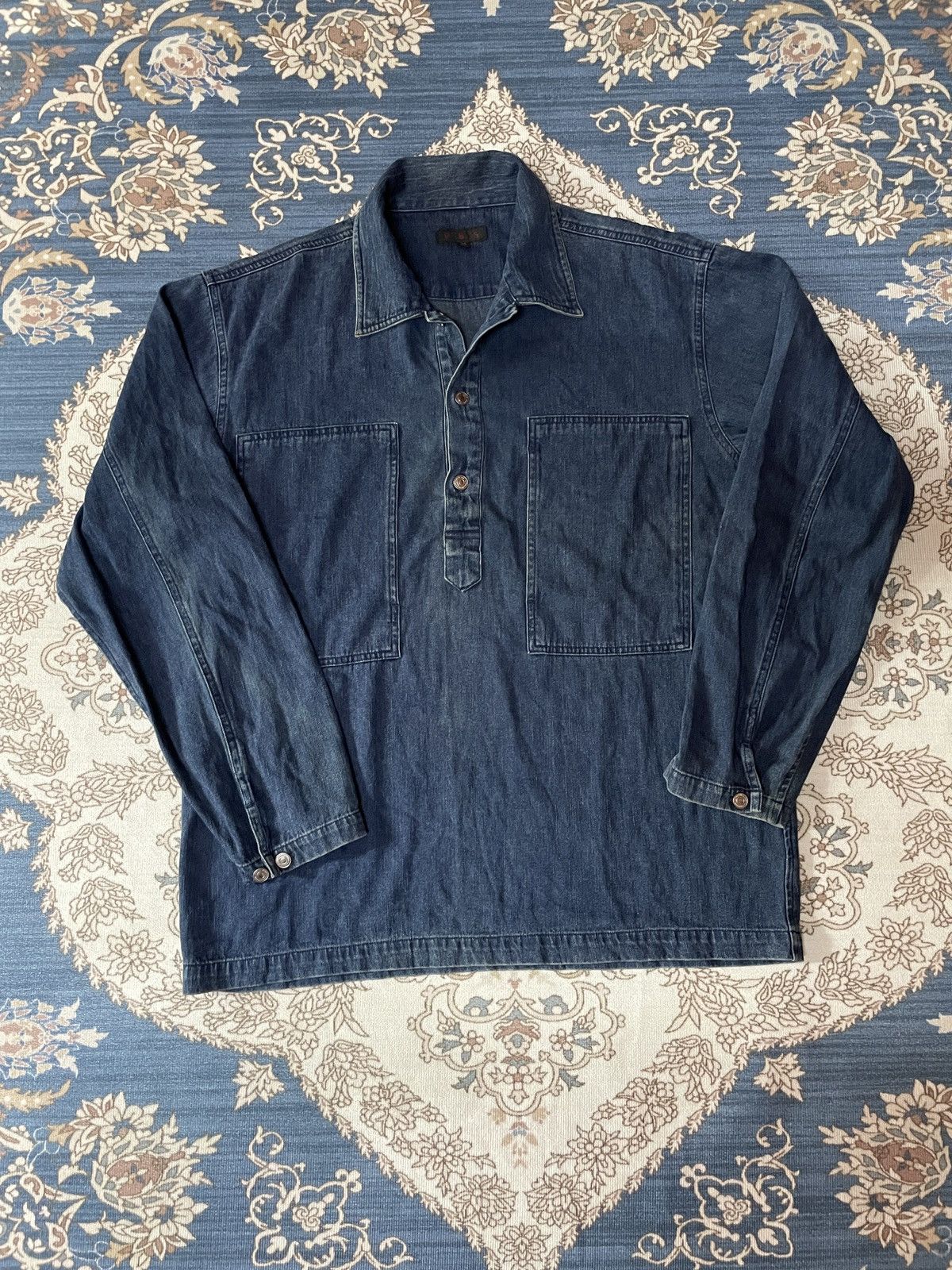 Japanese Workwear pullover blue denim M union made scovil