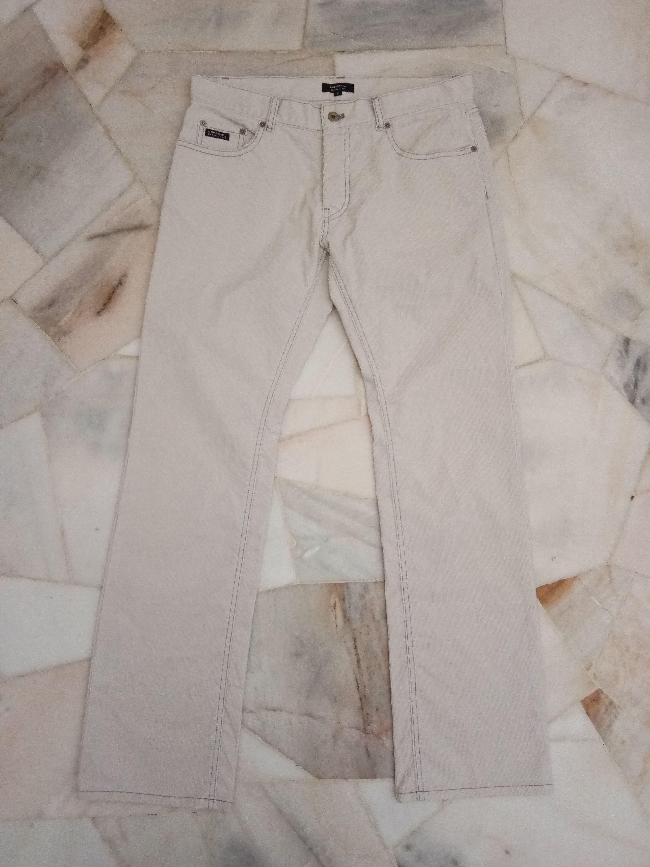 image of Archival Clothing x Burberry Black Label Velvet Trousers in Off White, Men's (Size 34)