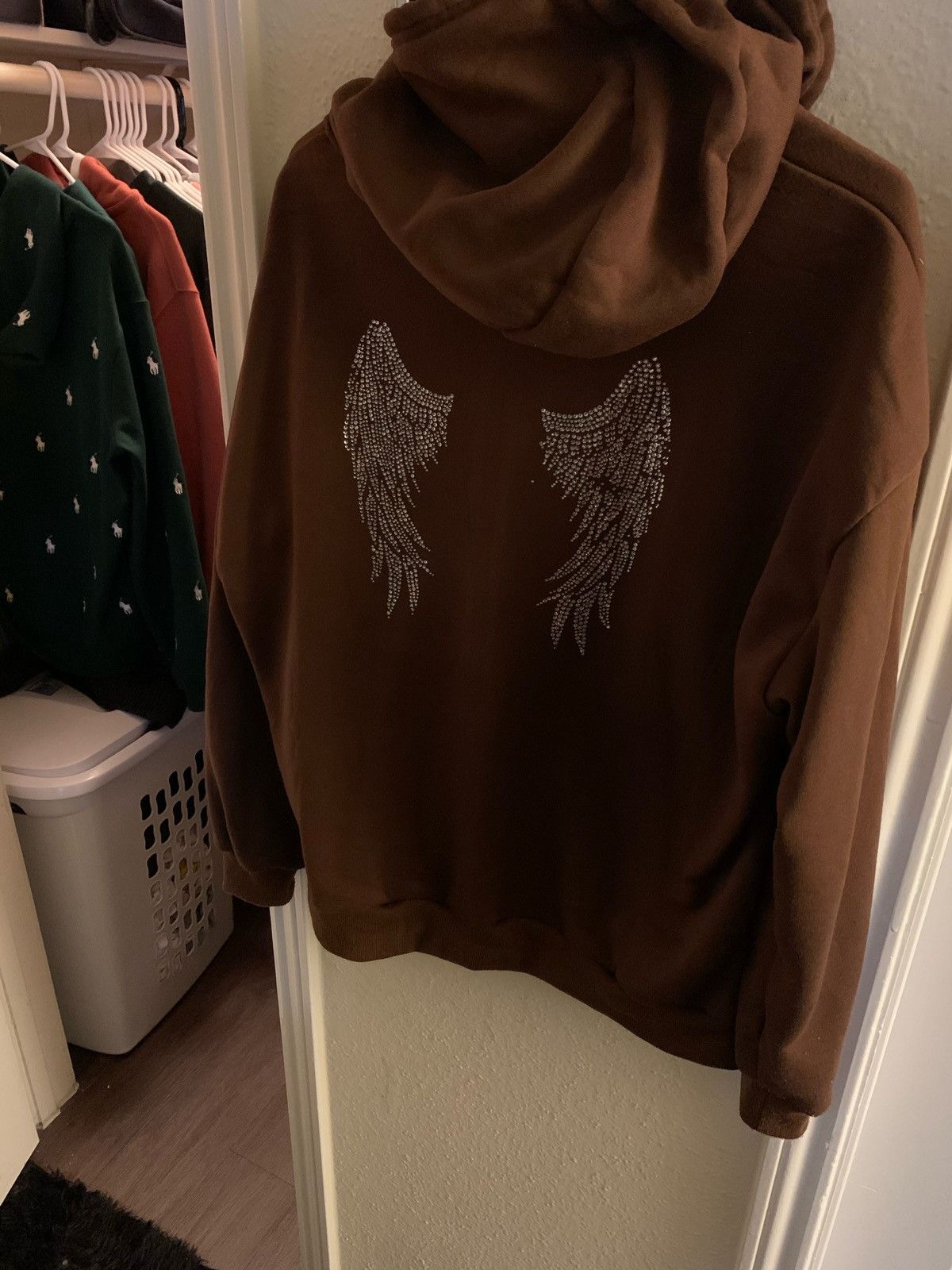 Rhinestones Wings Vintage Zip Up Hoodie