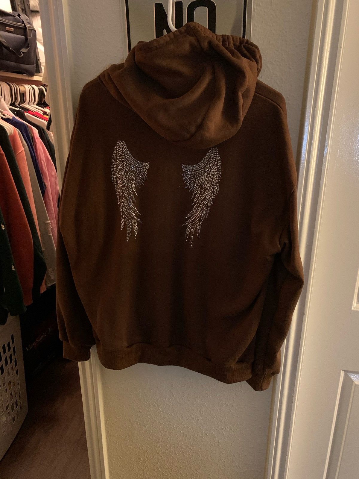 Rhinestones Wings Vintage Zip Up Hoodie