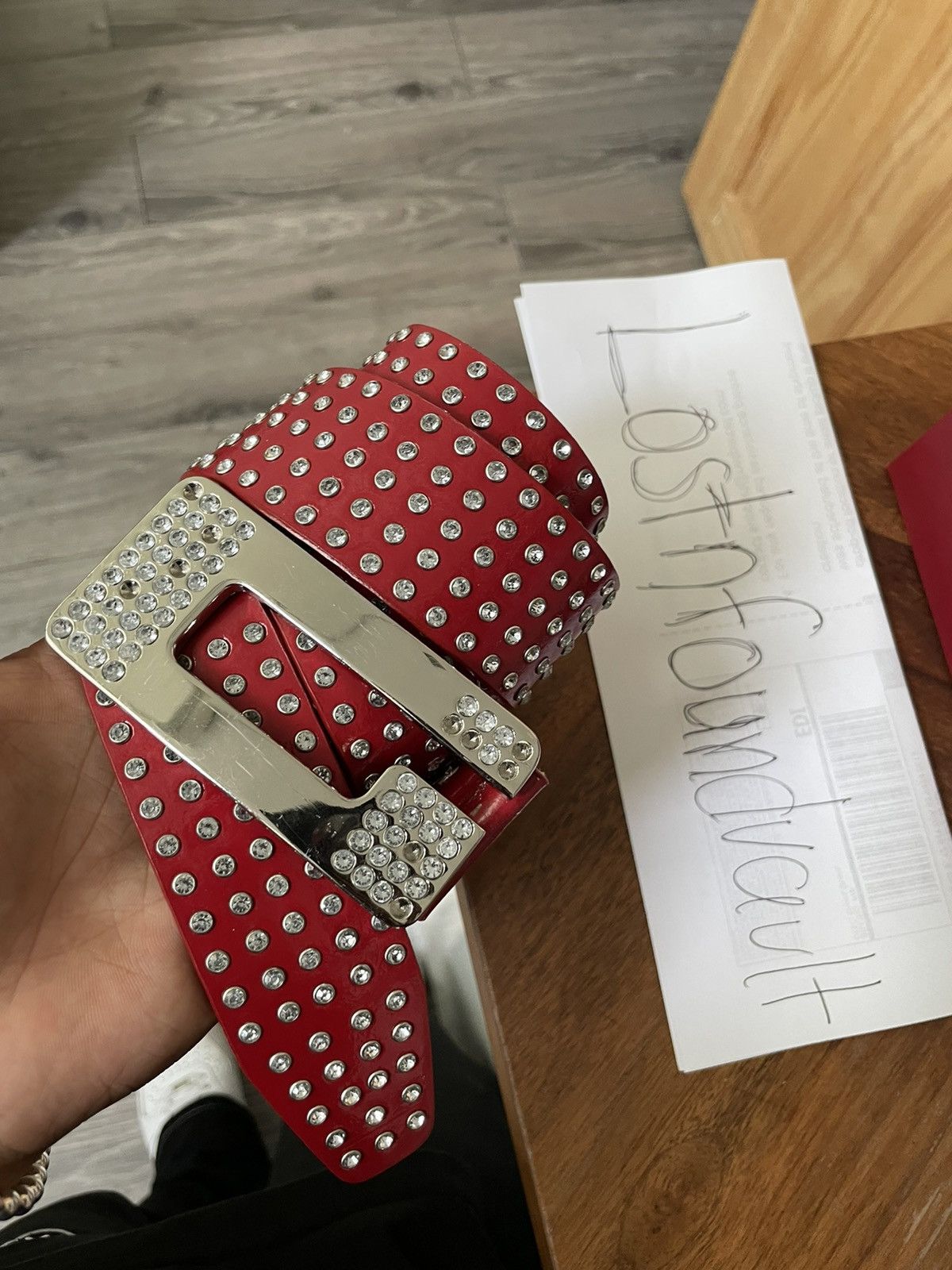 Guess Rare Bedazzled genuine leather guess belt Size 36 - 6 Thumbnail