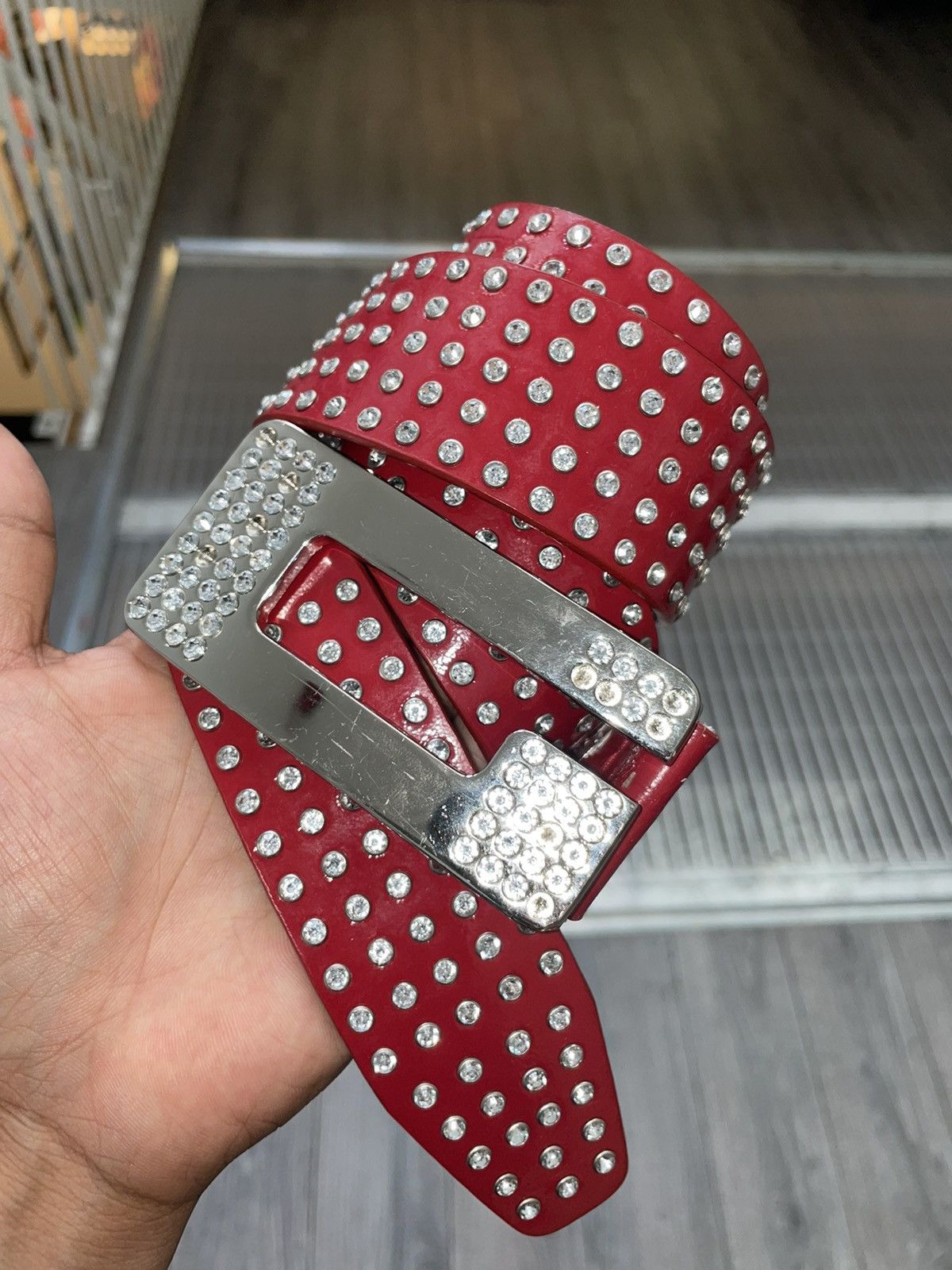 Guess Rare Bedazzled genuine leather guess belt Size 36 - 4 Thumbnail