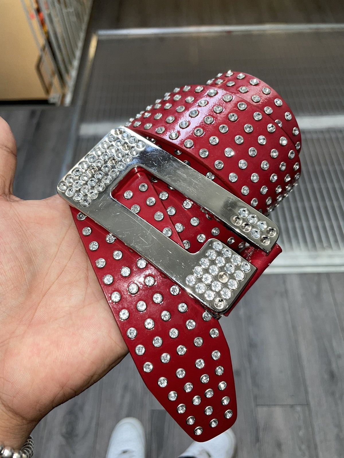 Guess Rare Bedazzled genuine leather guess belt Size 36 - 1 Thumbnail