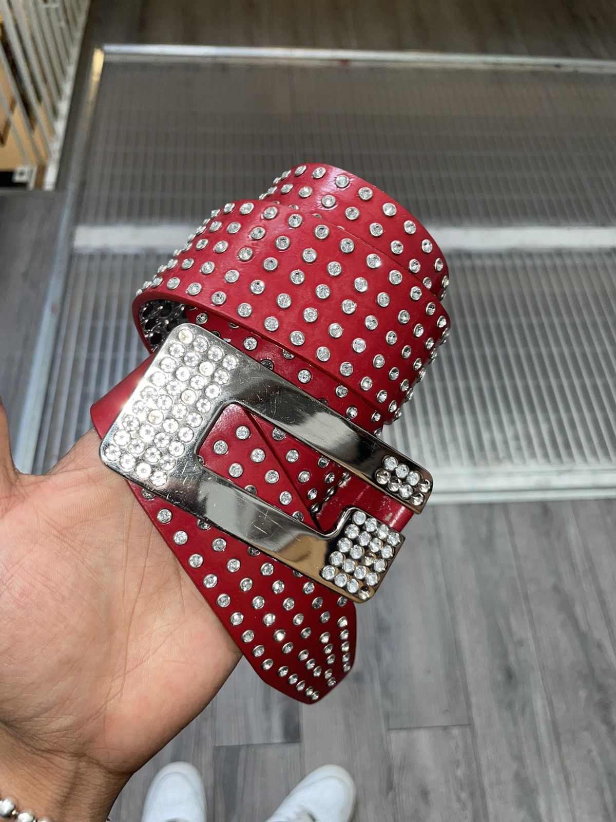 Guess Rare Bedazzled genuine leather guess belt Size 36 - 3 Thumbnail