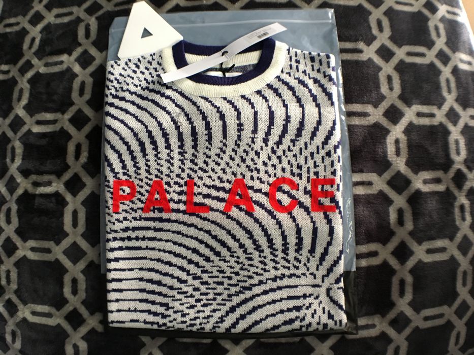 Palace SWIRLY WURLY KNIT NAVY / WHITE | Grailed