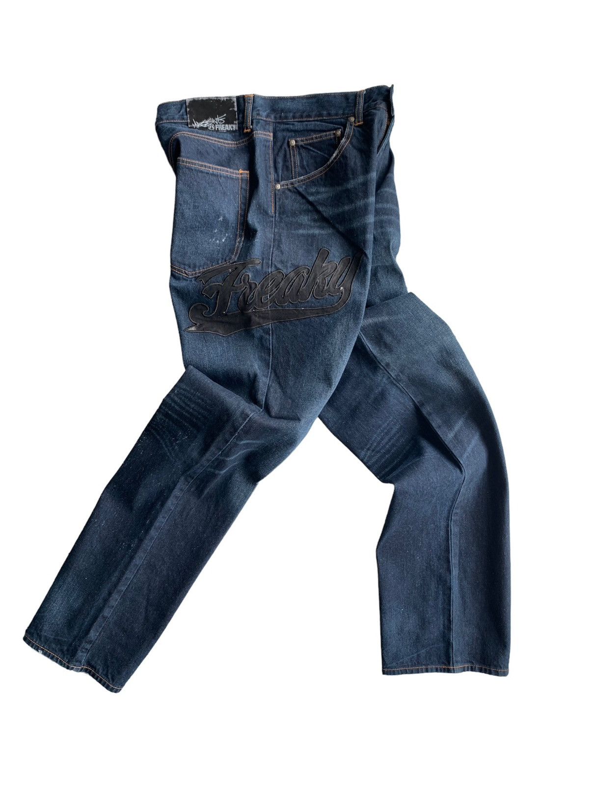 Japanese Brand Freaky Massive Graffiti Embroidered Denim Jeans Pant Size US 32 / EU 48 - 1 Thumbnail