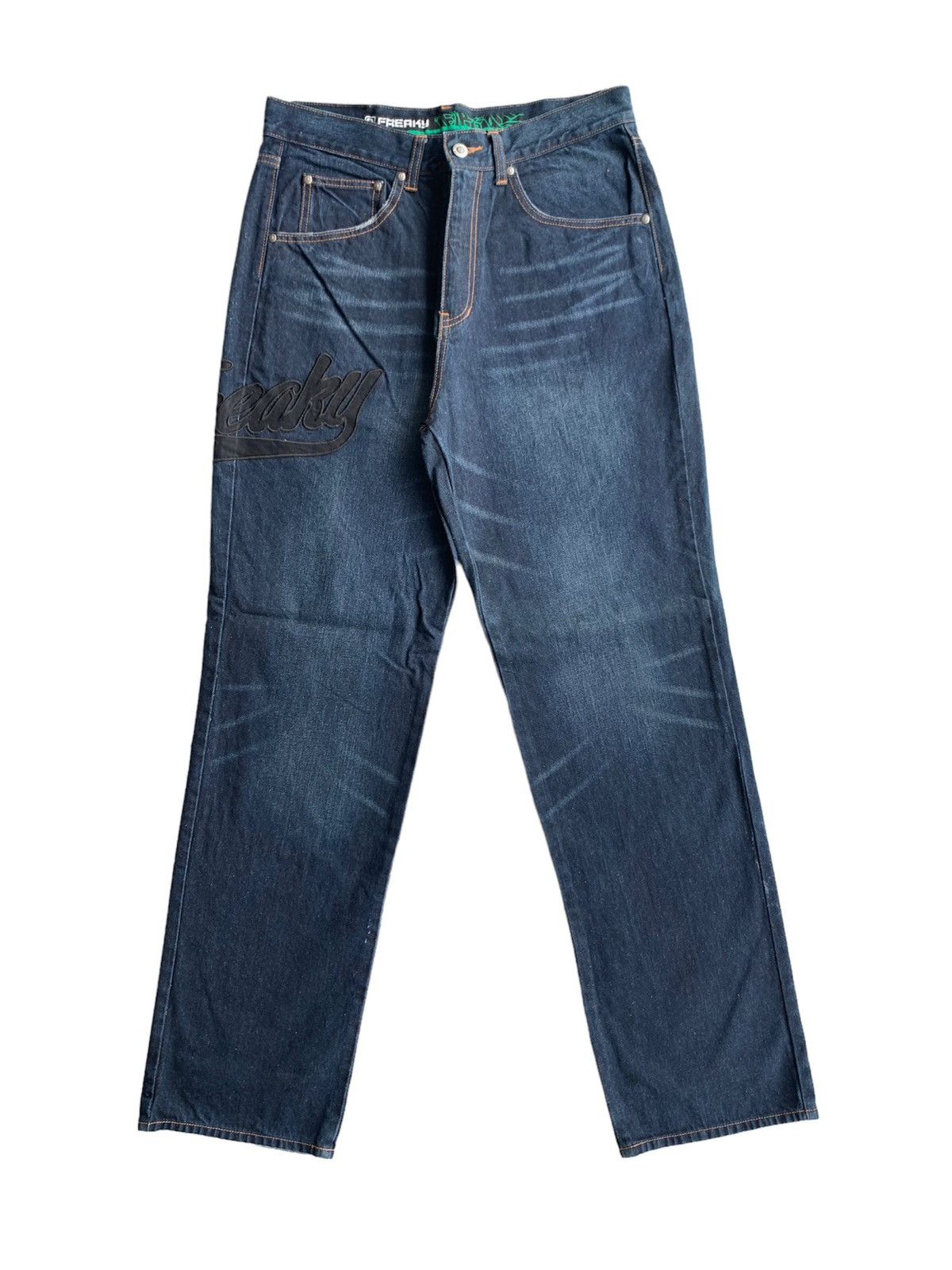 Japanese Brand Freaky Massive Graffiti Embroidered Denim Jeans Pant Size US 32 / EU 48 - 2 Thumbnail
