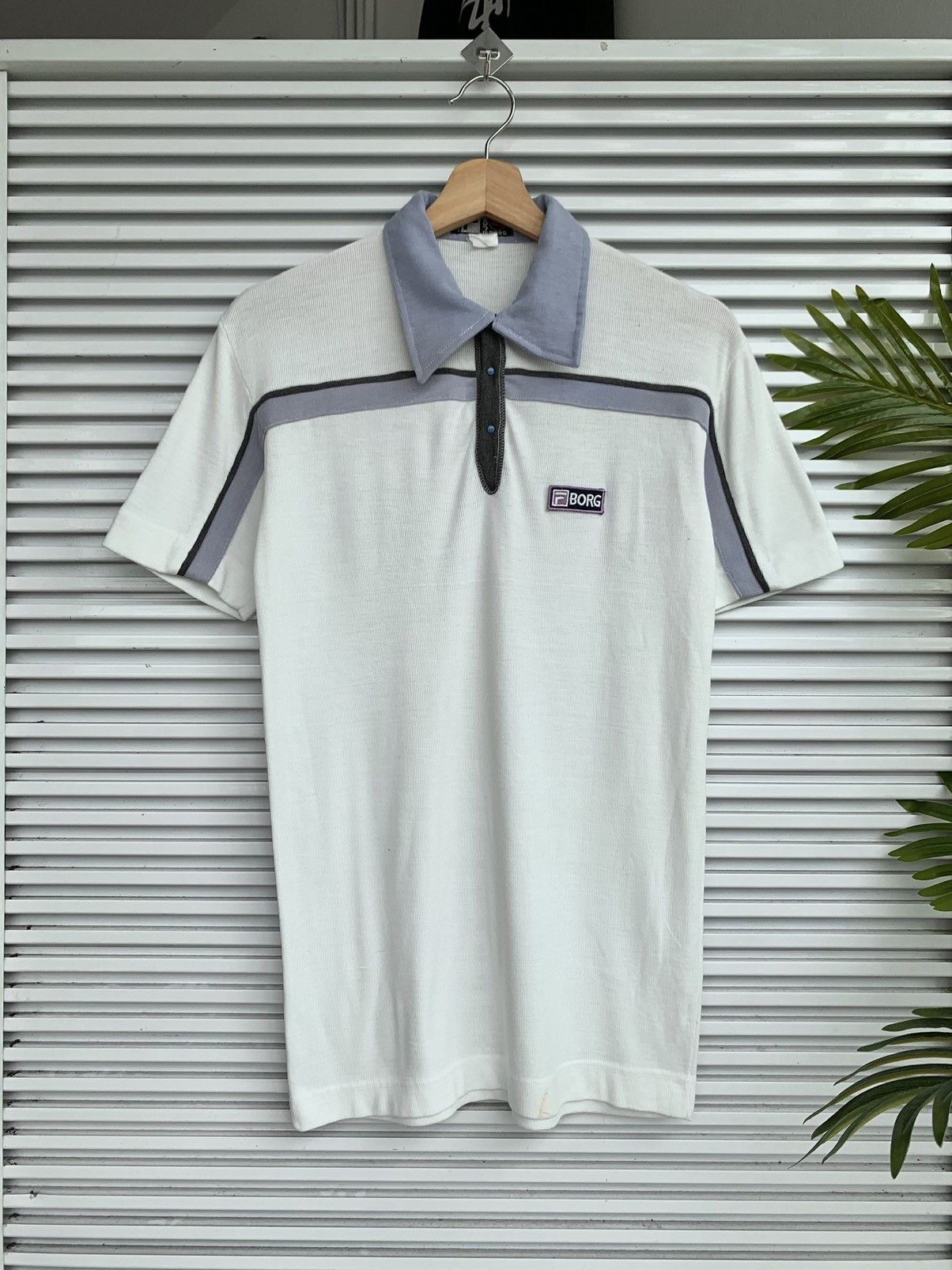 image of vintage Fila Bjorn Borg Snap Button Polo Tee in White, Men's (Size Small)