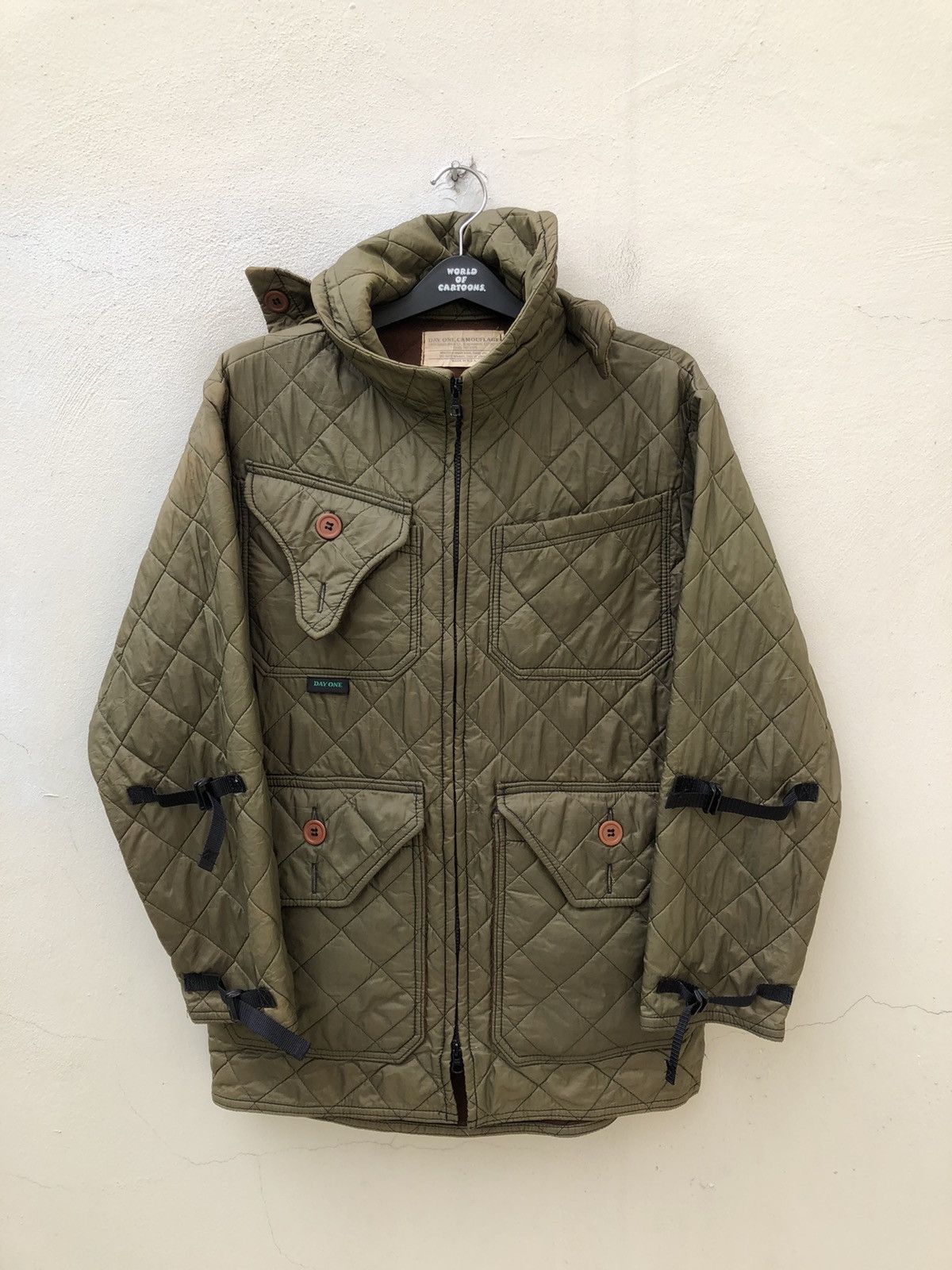 Vintage 80s 90s Day One Camouflage Quilting Hoodie Tactical Jacket Size US L / EU 52-54 / 3 - 1 Thumbnail