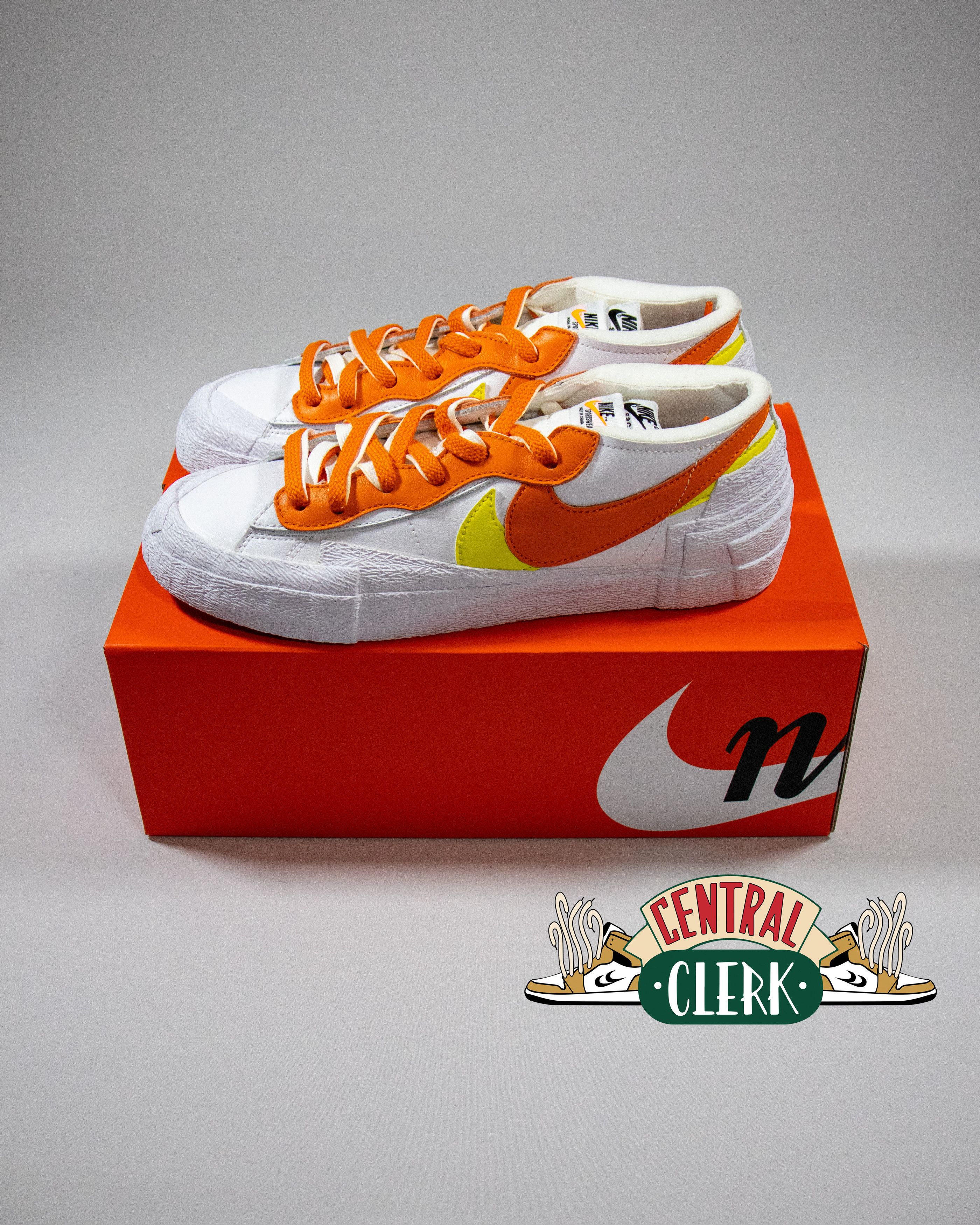 Nike × Sacai Blazer Low White Magma Orange Size US 8.5 / EU 41-42 - 2 Thumbnail