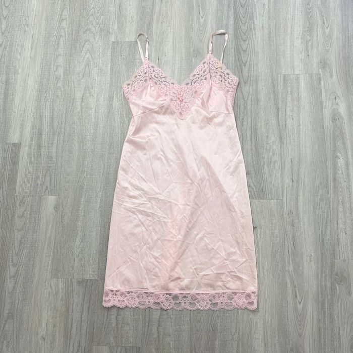 Vintage VINTAGE 80s Lingerie Pink Lace Top Nylon/Lace Full Slip | Grailed