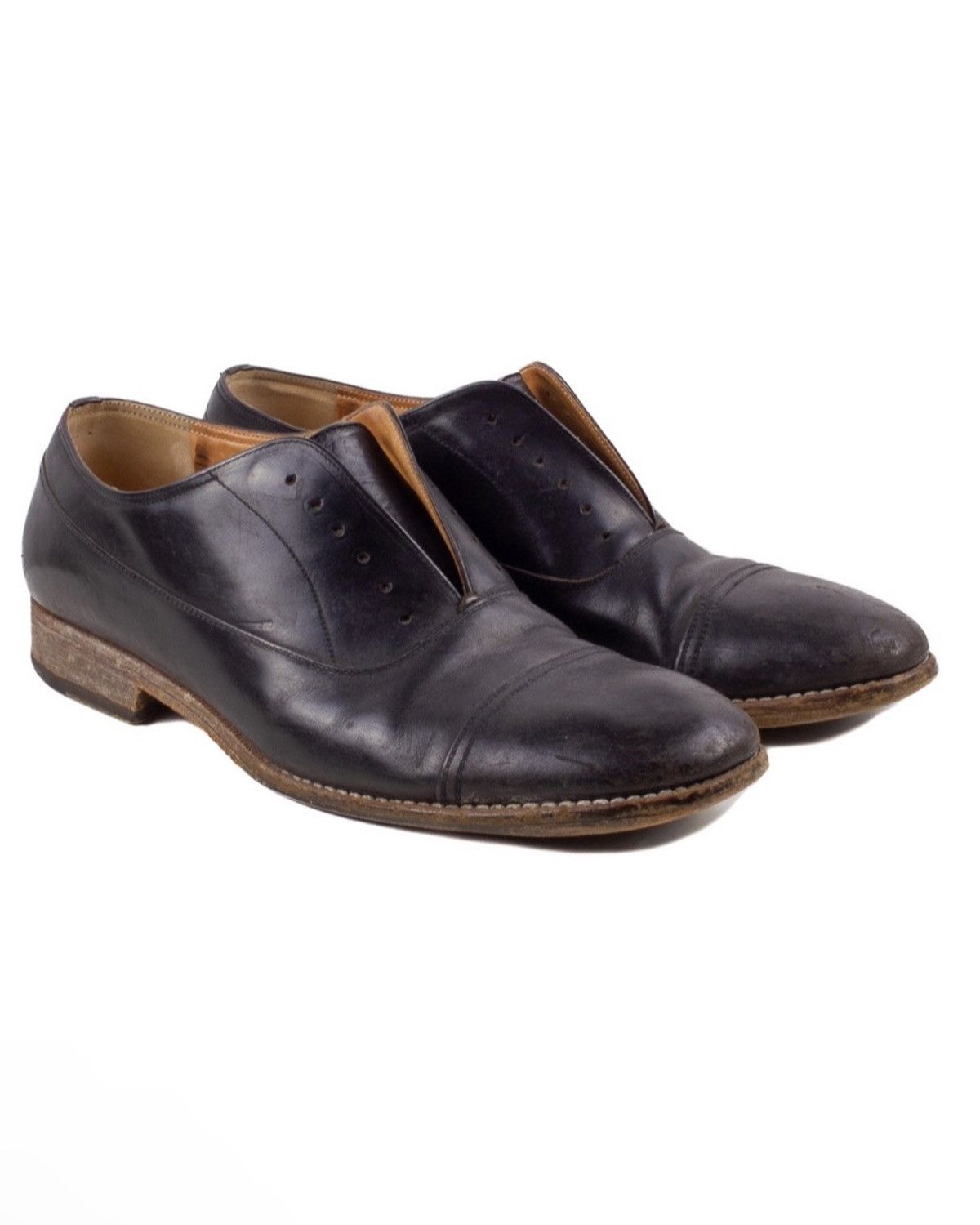 Margiela Cap Toe Leather Oxford Maison Margiela Waxed Leather Shoes | Garmentory main image 3
