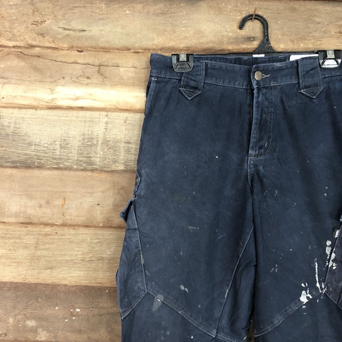 Japanese Brand DLL Tora Dark Blue Multipocket thrashed Cargo Pants #c970 Size US 28 / EU 44 - 6 Thumbnail