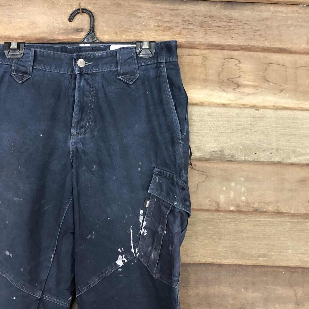 Japanese Brand DLL Tora Dark Blue Multipocket thrashed Cargo Pants #c970 Size US 28 / EU 44 - 5 Thumbnail