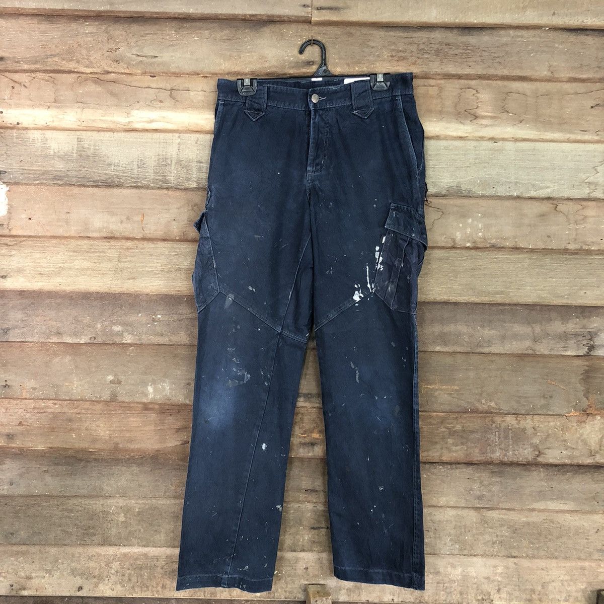 image of Straight Faded Tora Dark Blue Multipocket Thrashed Cargo Pants C970, Men's (Size 28)