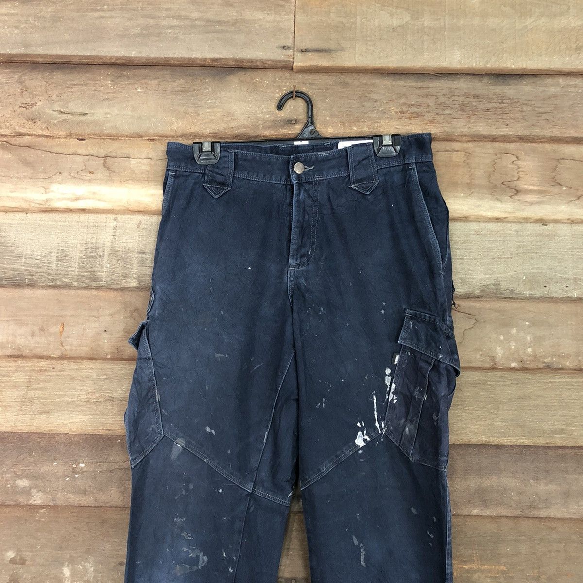 Japanese Brand DLL Tora Dark Blue Multipocket thrashed Cargo Pants #c970 Size US 28 / EU 44 - 2 Thumbnail