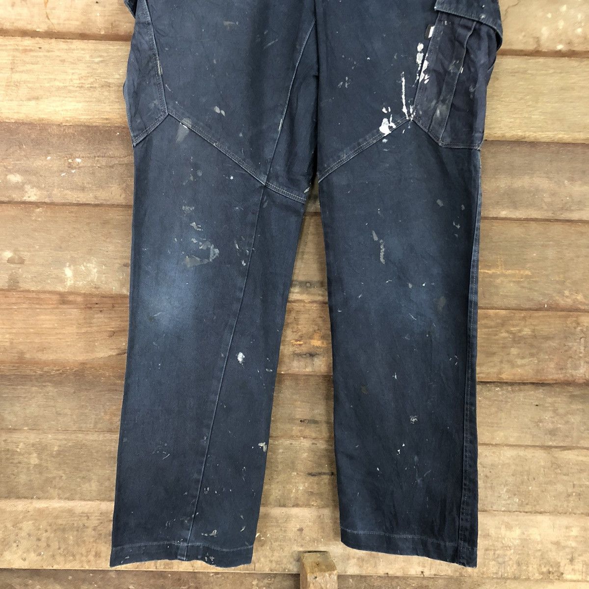 Japanese Brand DLL Tora Dark Blue Multipocket thrashed Cargo Pants #c970 Size US 28 / EU 44 - 3 Thumbnail