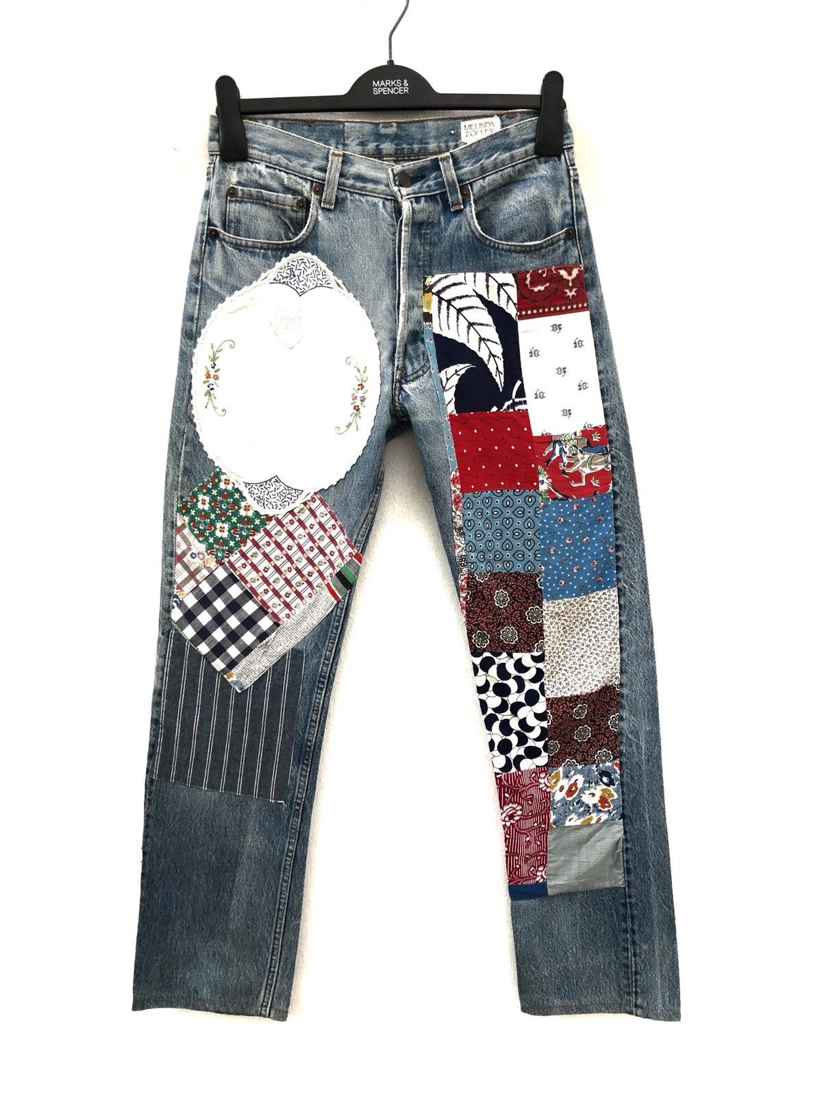 Levi's 80s Melinda Zoller Levi's 501 Patchwork Rips Distress Denim Size US 29 - 6 Thumbnail