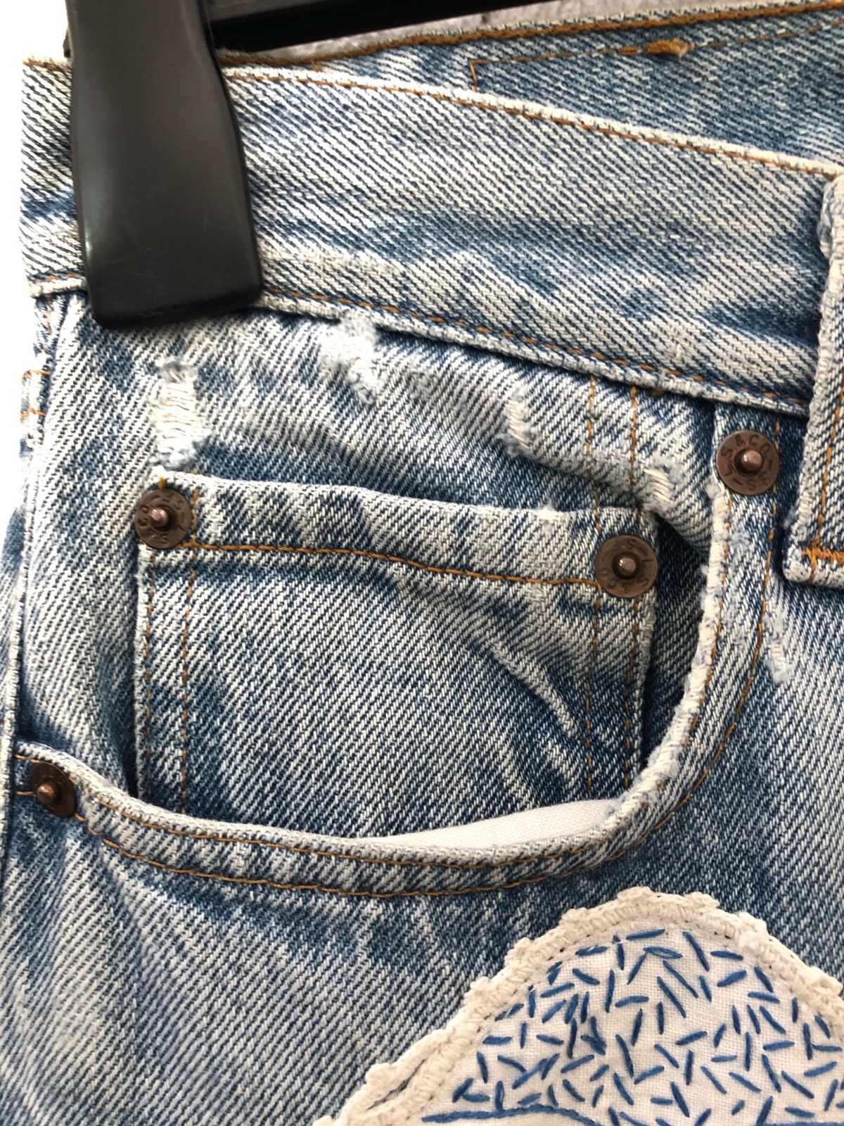 Levi's 80s Melinda Zoller Levi's 501 Patchwork Rips Distress Denim Size US 29 - 8 Thumbnail