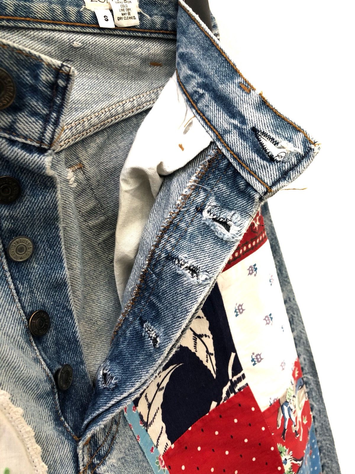 Levi's 80s Melinda Zoller Levi's 501 Patchwork Rips Distress Denim Size US 29 - 10 Thumbnail